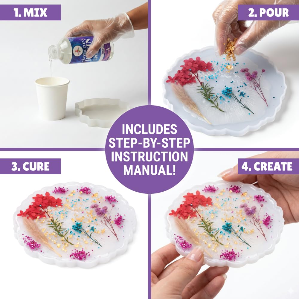 Kalakaram Resin Art Mega Combo – Coaster & Keychain Resin Kit + Jewellery & Bookmark Resin Kit