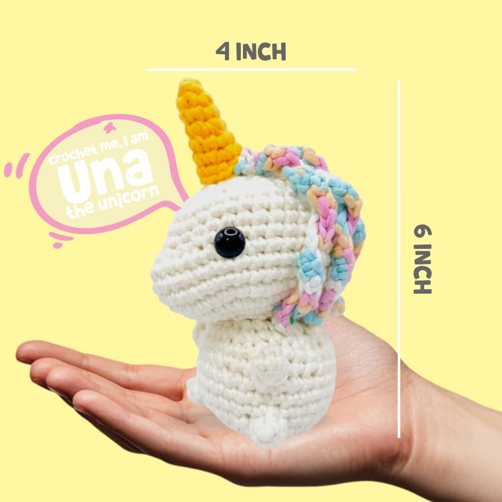 Crochet Kit for Beginners | Cuddly Critters Amigurumi Kit | Make Unicorn Toy | Age: 12+ Years