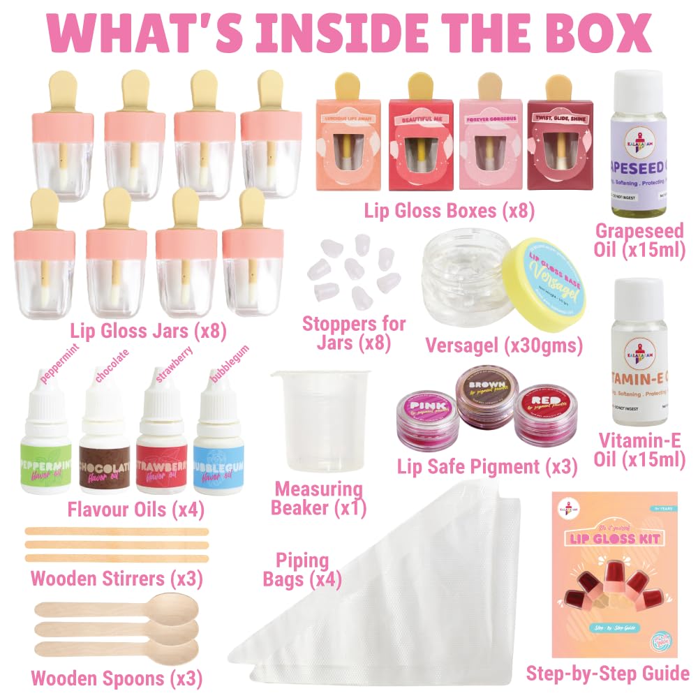 Kalakaram DIY Lip Care Creator Combo – Make Your Own Lip Gloss Kit & Lip Balm Making Kit