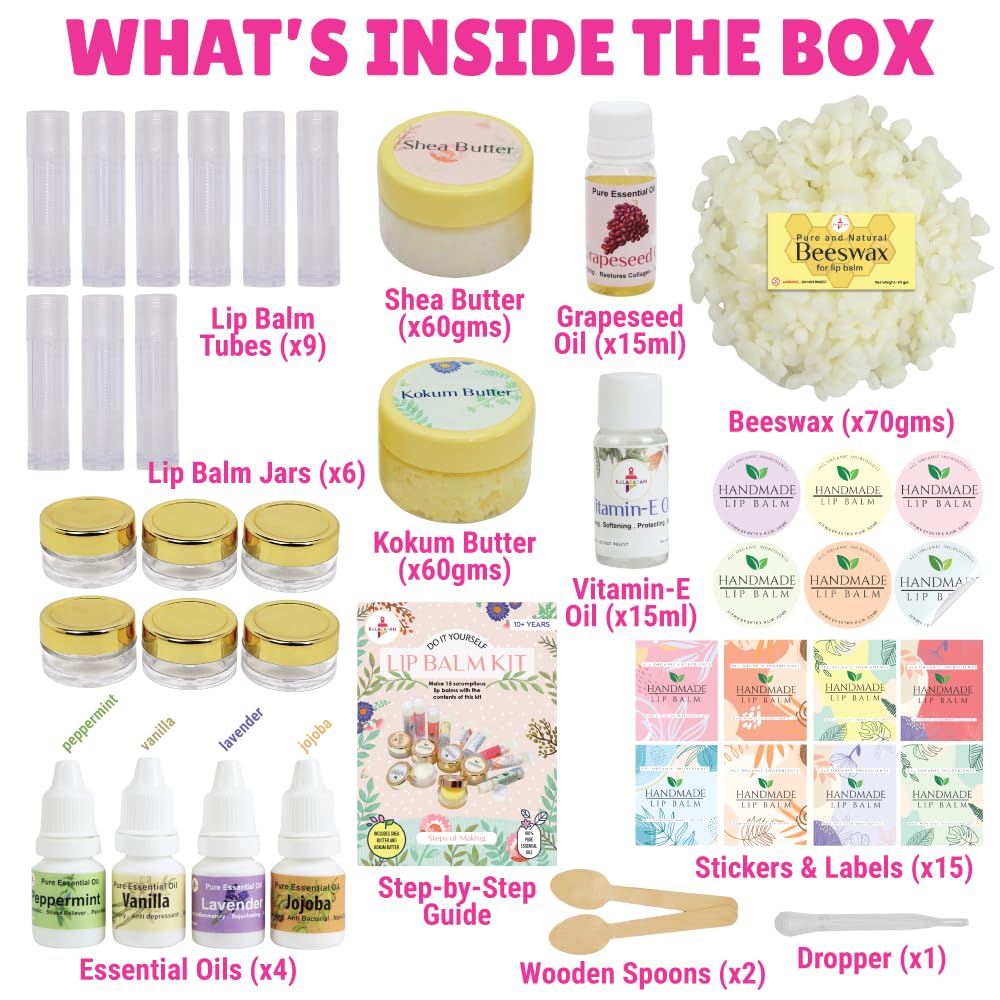 Kalakaram DIY Lip Care Creator Combo – Make Your Own Lip Gloss Kit & Lip Balm Making Kit