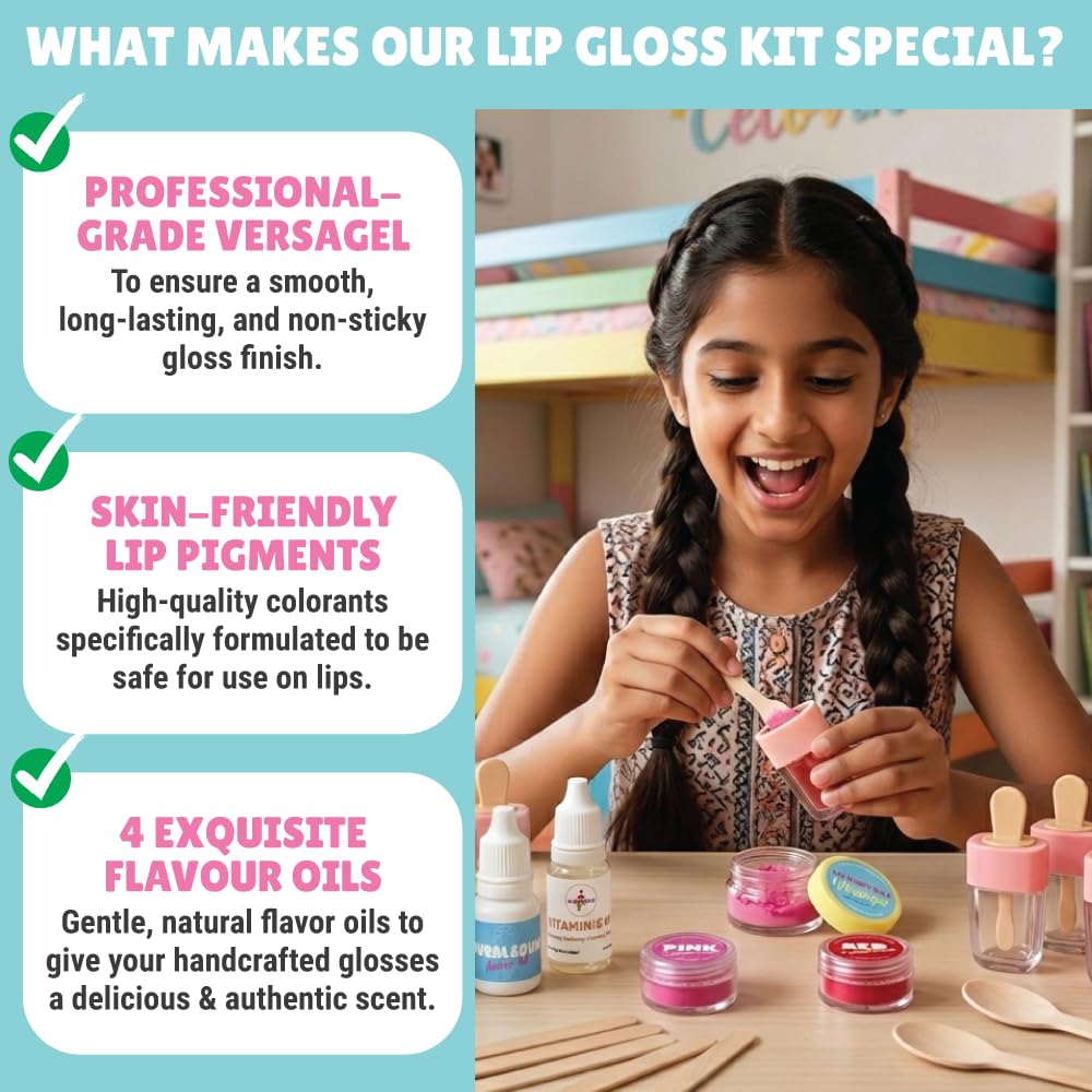 Kalakaram DIY Lip Care Creator Combo – Make Your Own Lip Gloss Kit & Lip Balm Making Kit