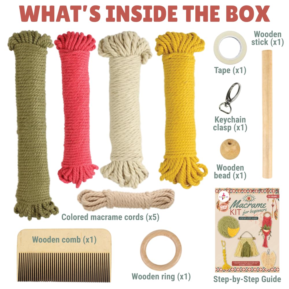 Kalakaram Handmade Décor Craft Combo – Macrame Kit & DIY Fuzzy Flower Bouquet Kit