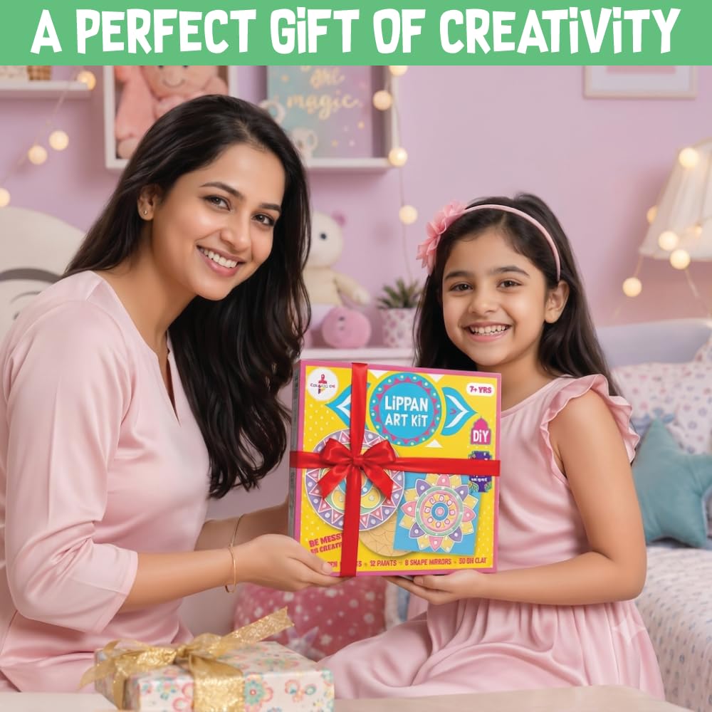 Kalakaram Indian Art & Mandala Craft Combo – Mandala Coaster Kit, Dotting Mandala Kit & Lippan Art Kit
