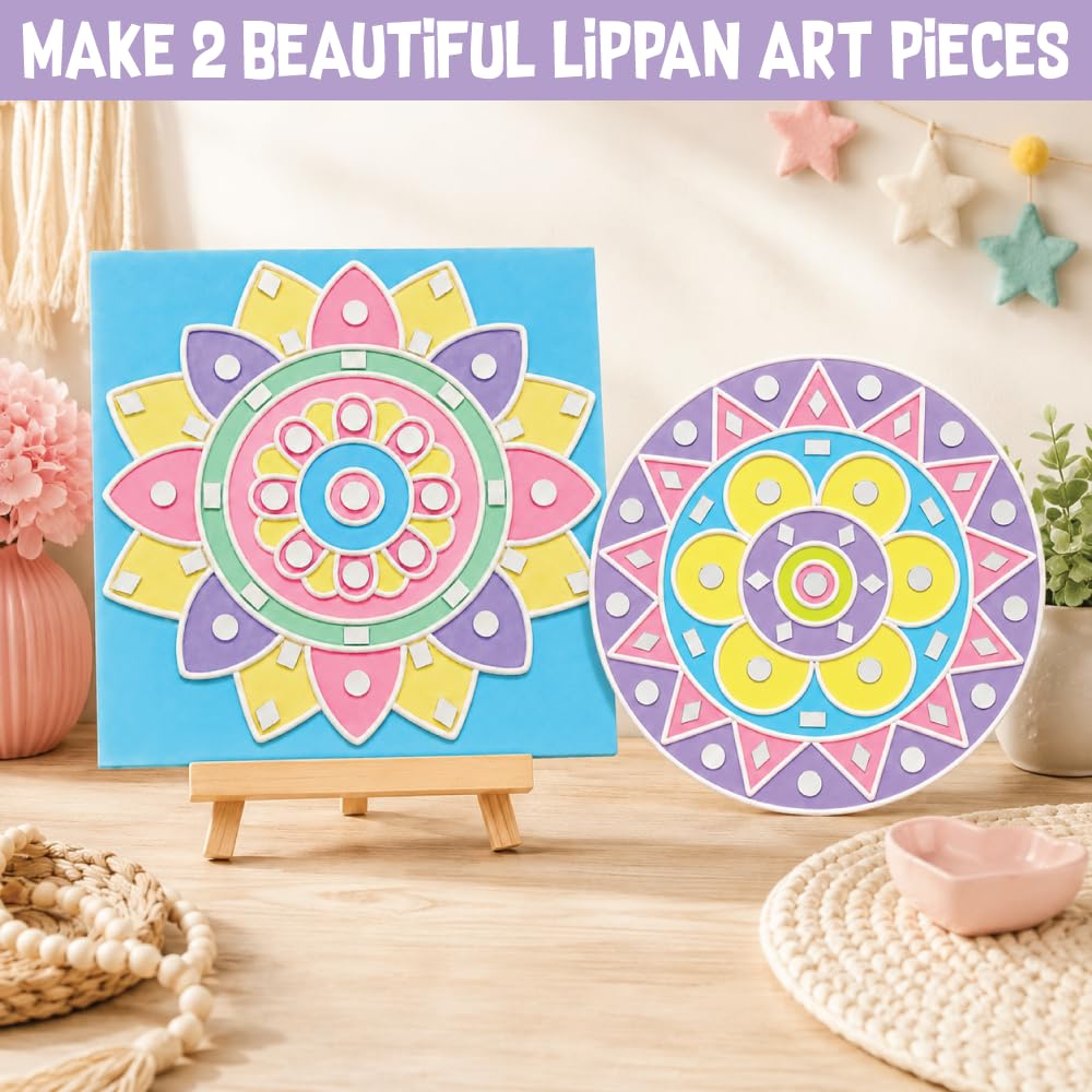 Kalakaram Indian Art & Mandala Craft Combo – Mandala Coaster Kit, Dotting Mandala Kit & Lippan Art Kit