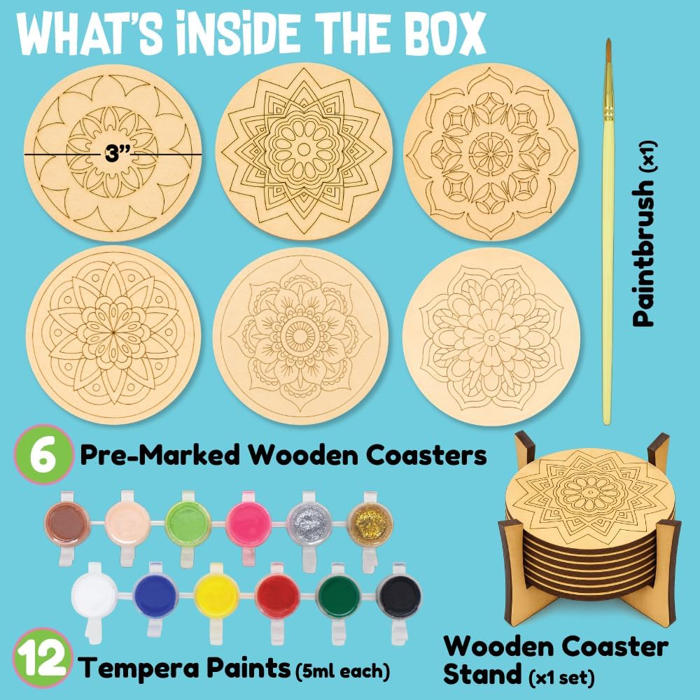 Kalakaram Indian Art & Mandala Craft Combo – Mandala Coaster Kit, Dotting Mandala Kit & Lippan Art Kit
