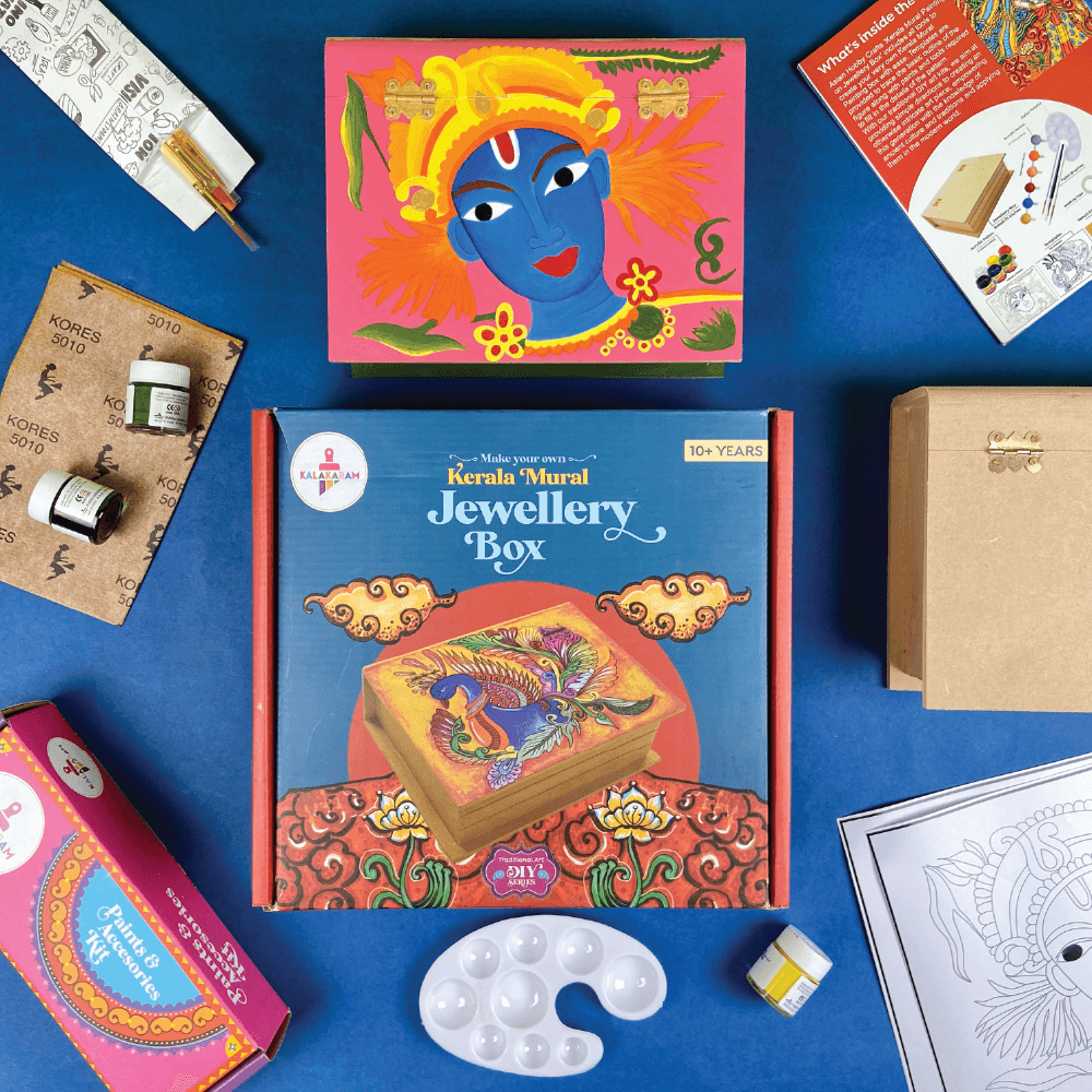 Kerala Mural Jewellery Box Painting Kit - Kalakaram