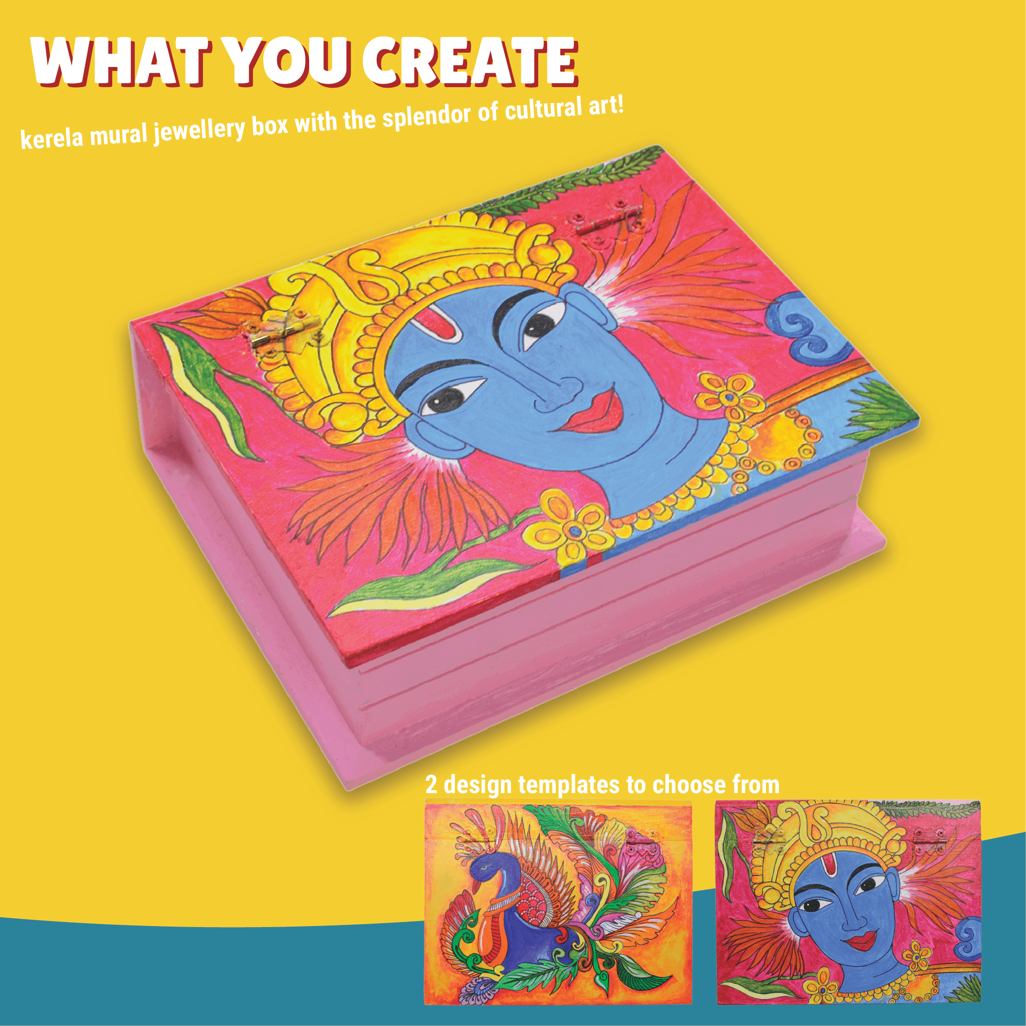 Kerala Mural Jewellery Box Painting Kit - Kalakaram
