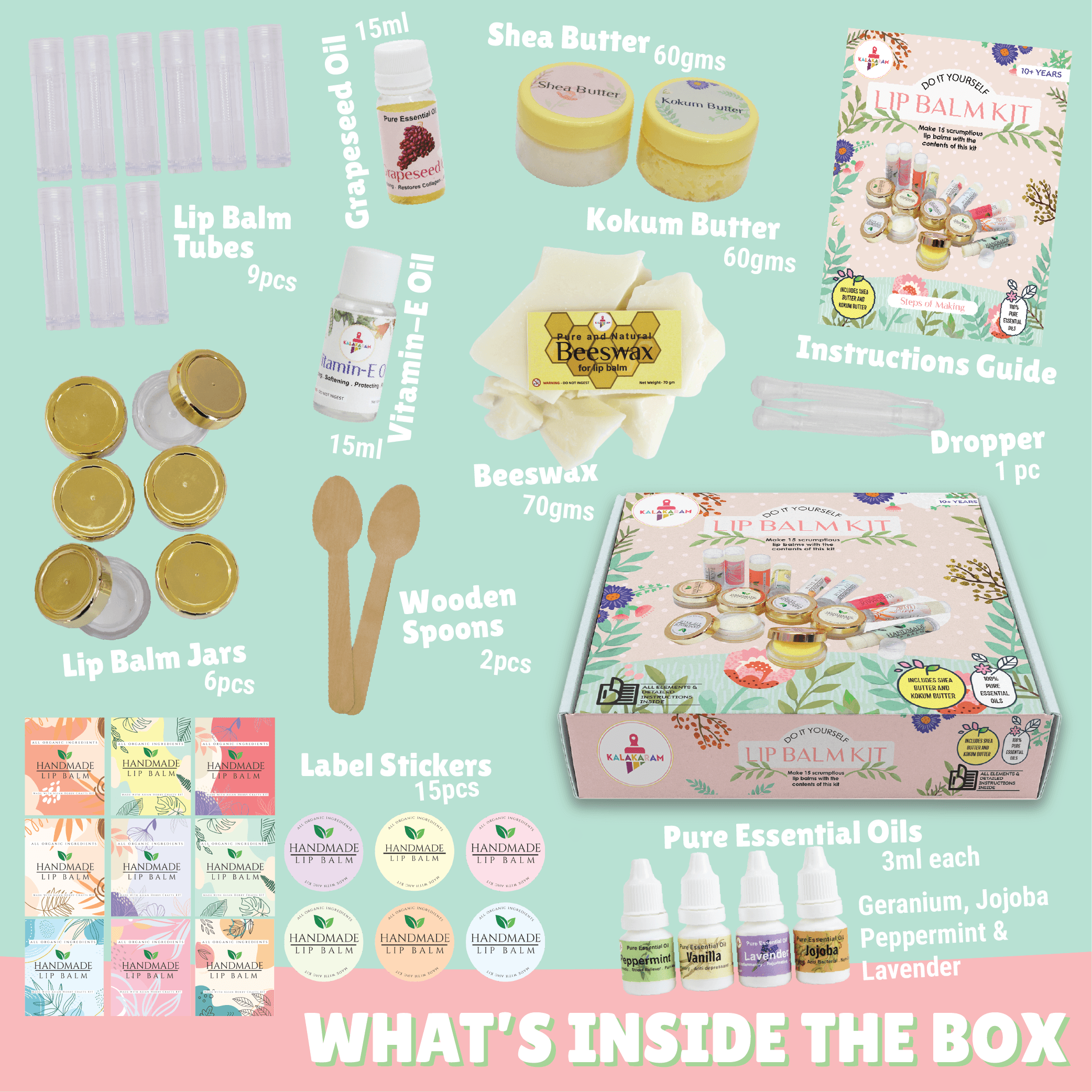 The Self-Care Serenity Combo - Lip Balm + Bath Salt Making Kits - Kalakaram