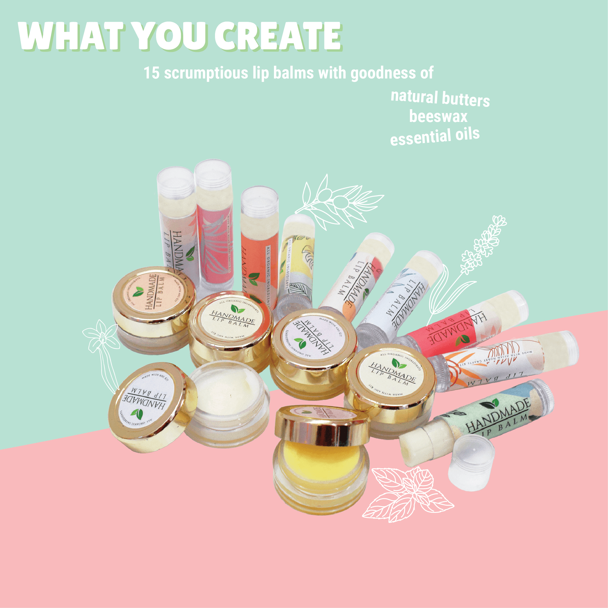 The Self-Care Serenity Combo - Lip Balm + Bath Salt Making Kits - Kalakaram