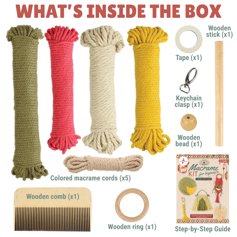Macrame for Beginners Activity Kit  | Easy Learning | Boho Crafts | Age: 9-12 Years