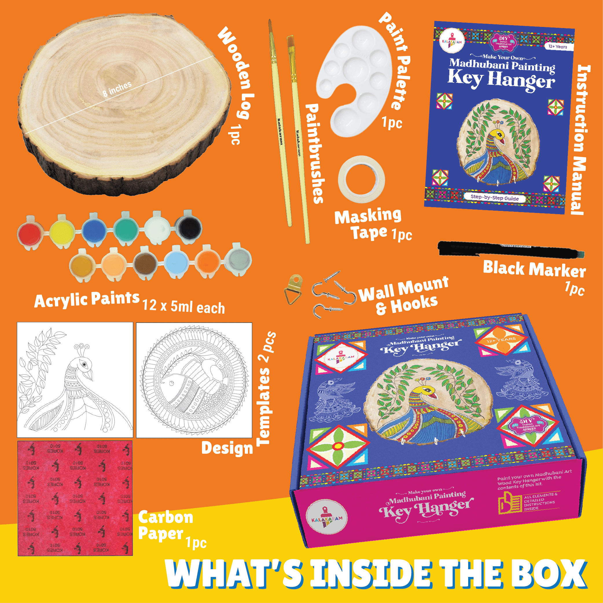 The Artistic Expression Combo - Dot Mandala Rock + Madhubani Key Hanger Painting Kits - Kalakaram