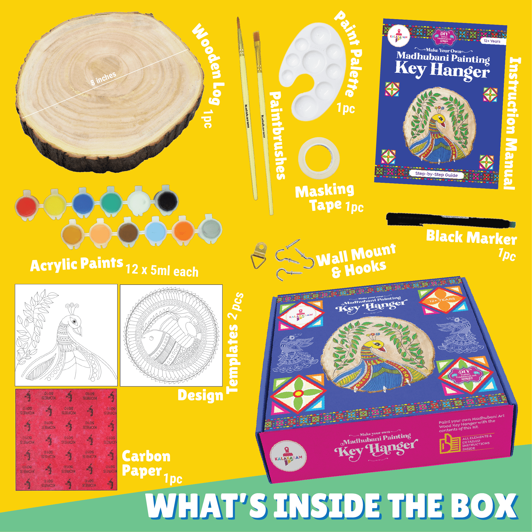 Madhubani Key Hanger Painting Kit - Kalakaram