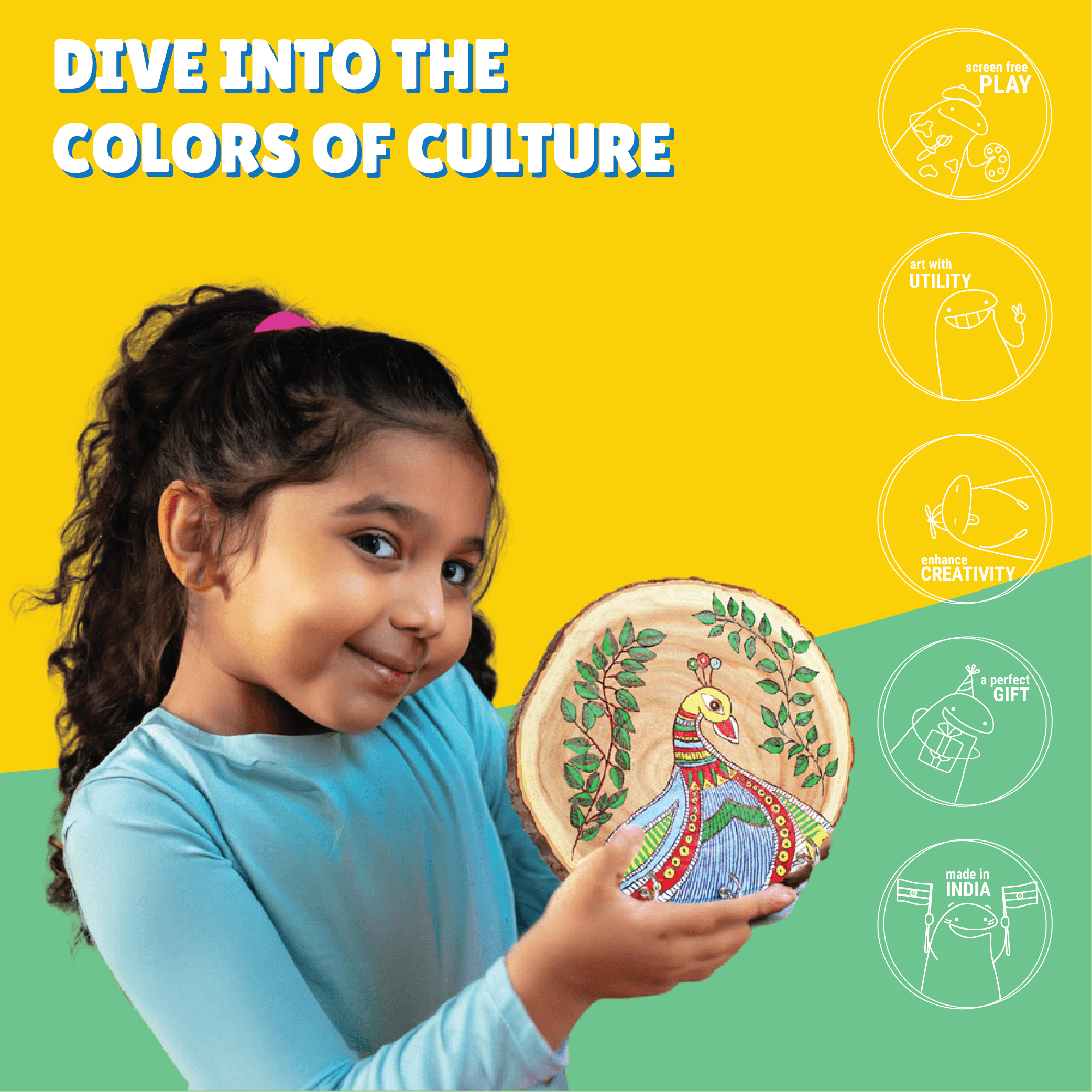 Madhubani Key Hanger Painting Kit - Kalakaram