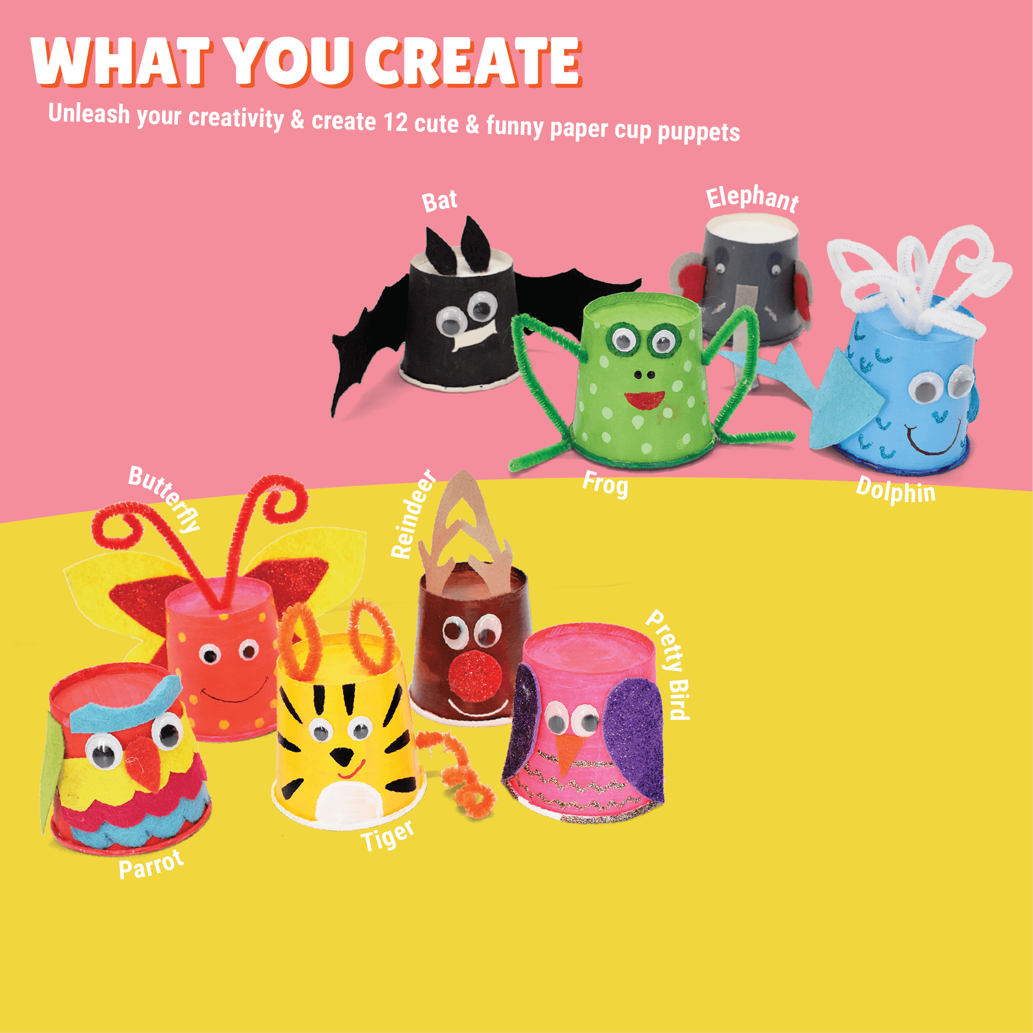 The Crafting Experience Combo - Pom Pom + Paper Cup Craft Kits - Kalakaram