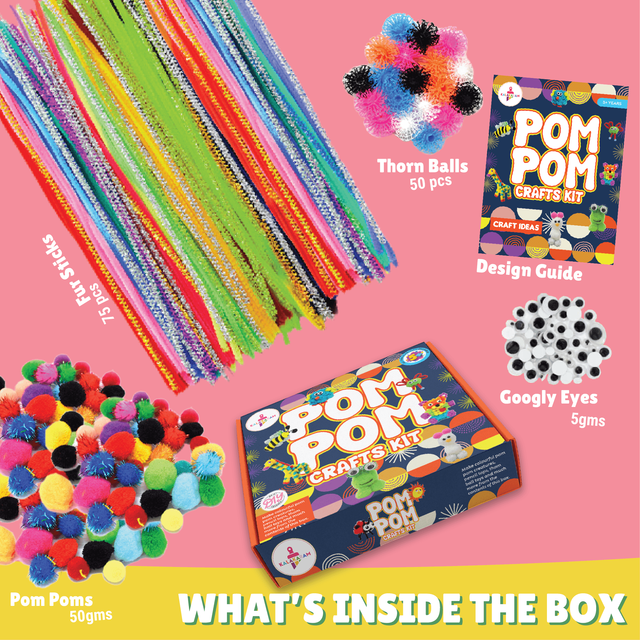 The Crafting Experience Combo - Pom Pom + Paper Cup Craft Kits - Kalakaram