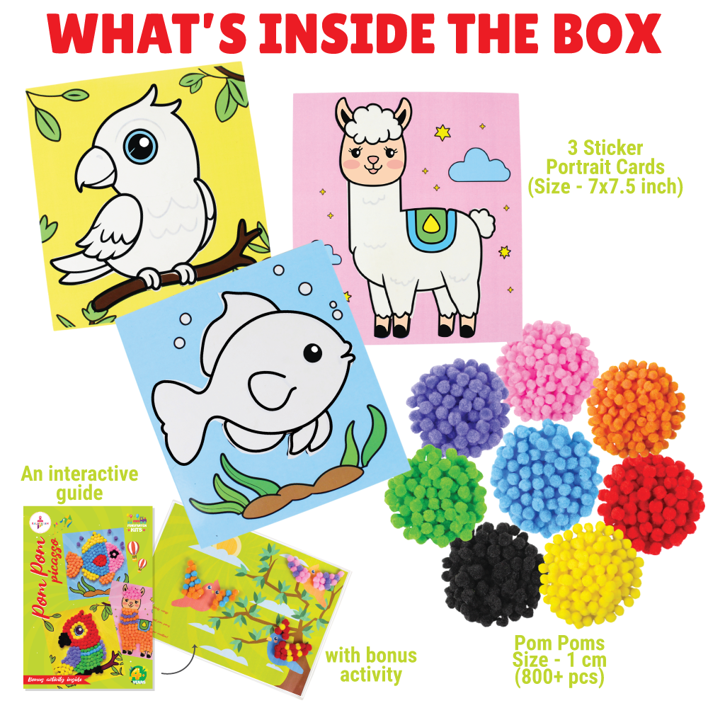 Pom Pom Picasso Craft Kit  | Mess free | Easy to do | Age: 4-8 Years