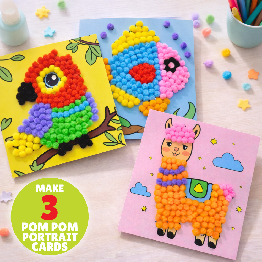 Pom Pom Picasso Craft Kit  | Mess free | Easy to do | Age: 4-8 Years