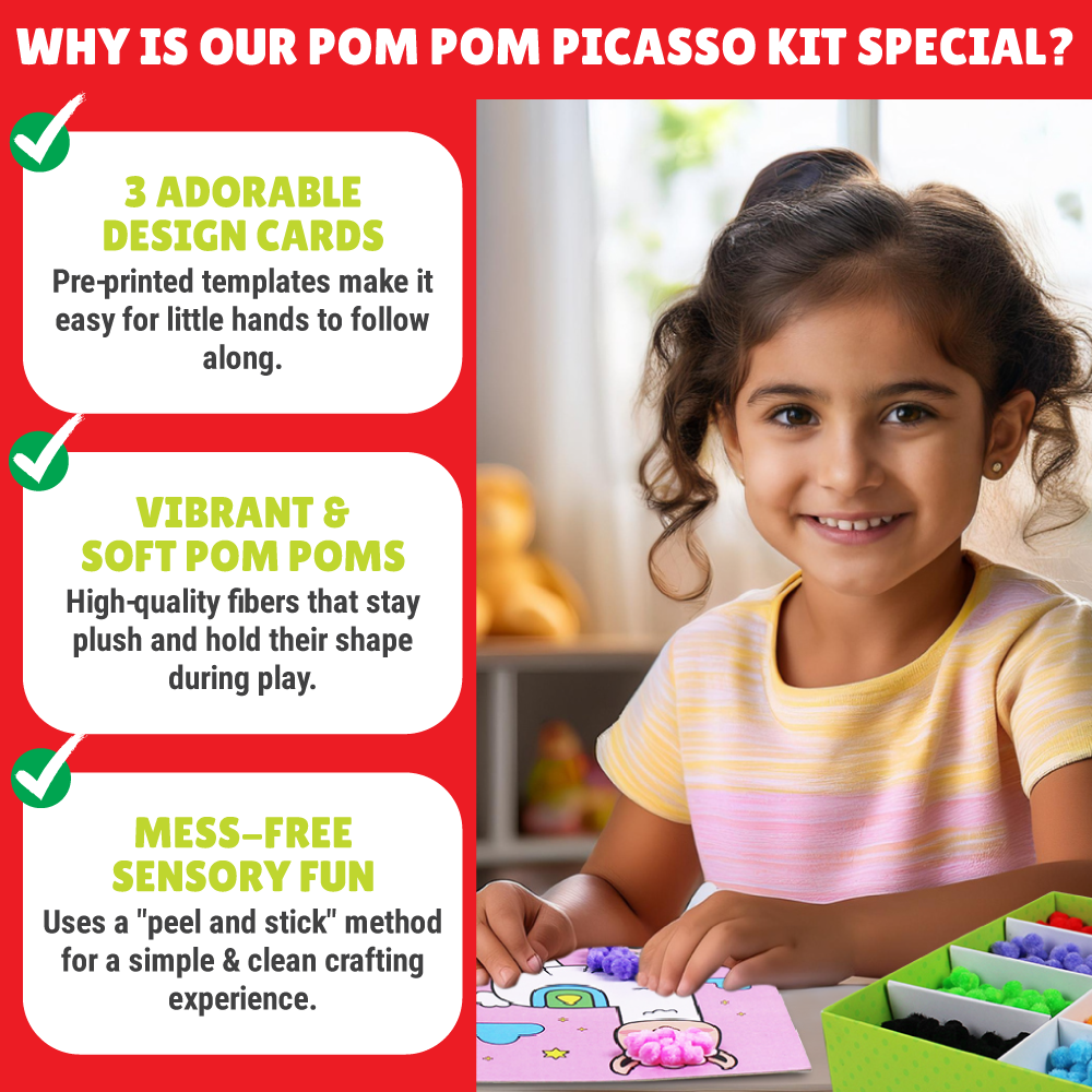 Pom Pom Picasso Craft Kit  | Mess free | Easy to do | Age: 4-8 Years