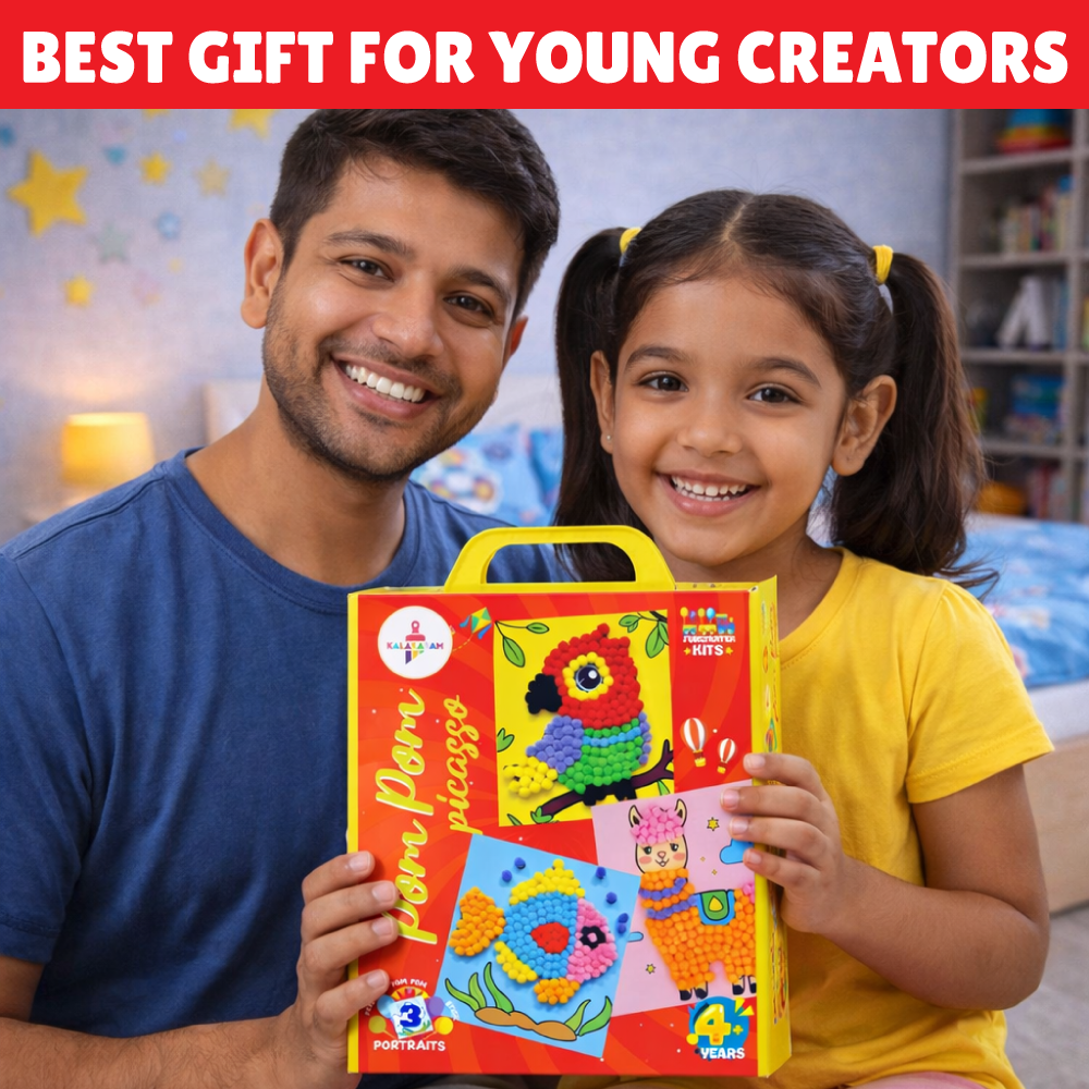 Pom Pom Picasso Craft Kit  | Mess free | Easy to do | Age: 4-8 Years