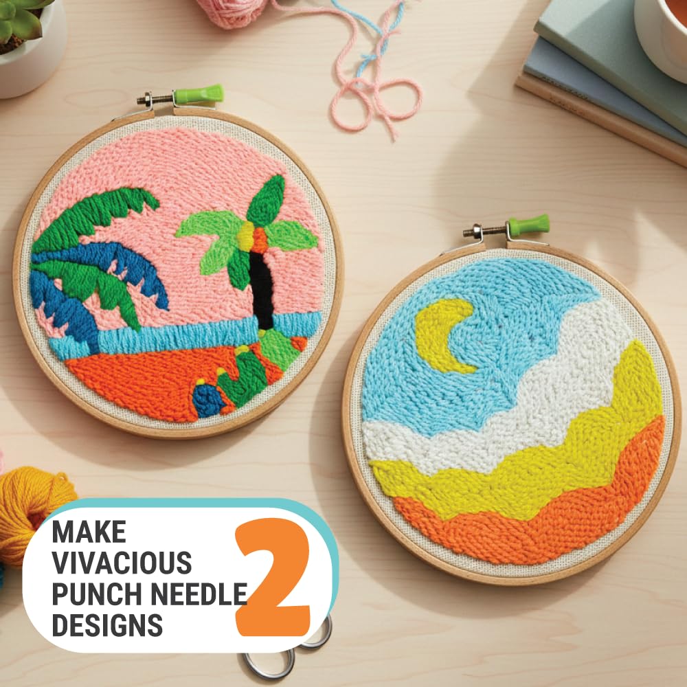 Kalakaram Embroidery Kit Combo – Punch Needle Kit & Scenic Embroidery Kit for Beginners