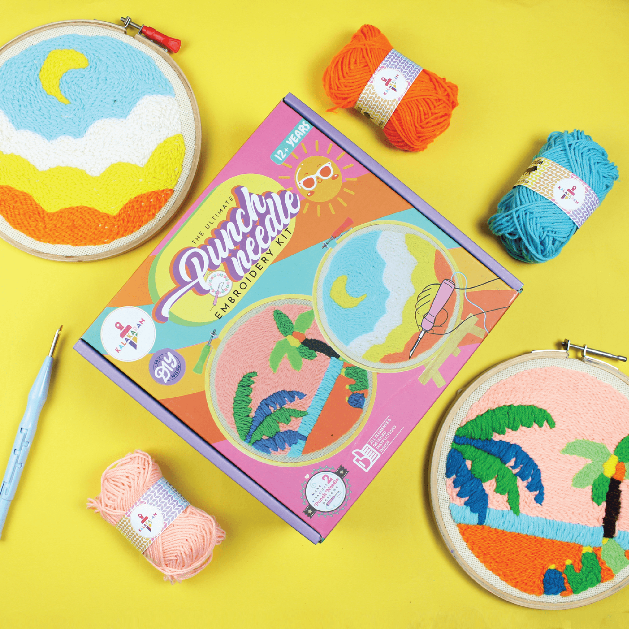 The Bohemian Craft Combo - Macrame Rainbow + Punch Needle kits - Kalakaram