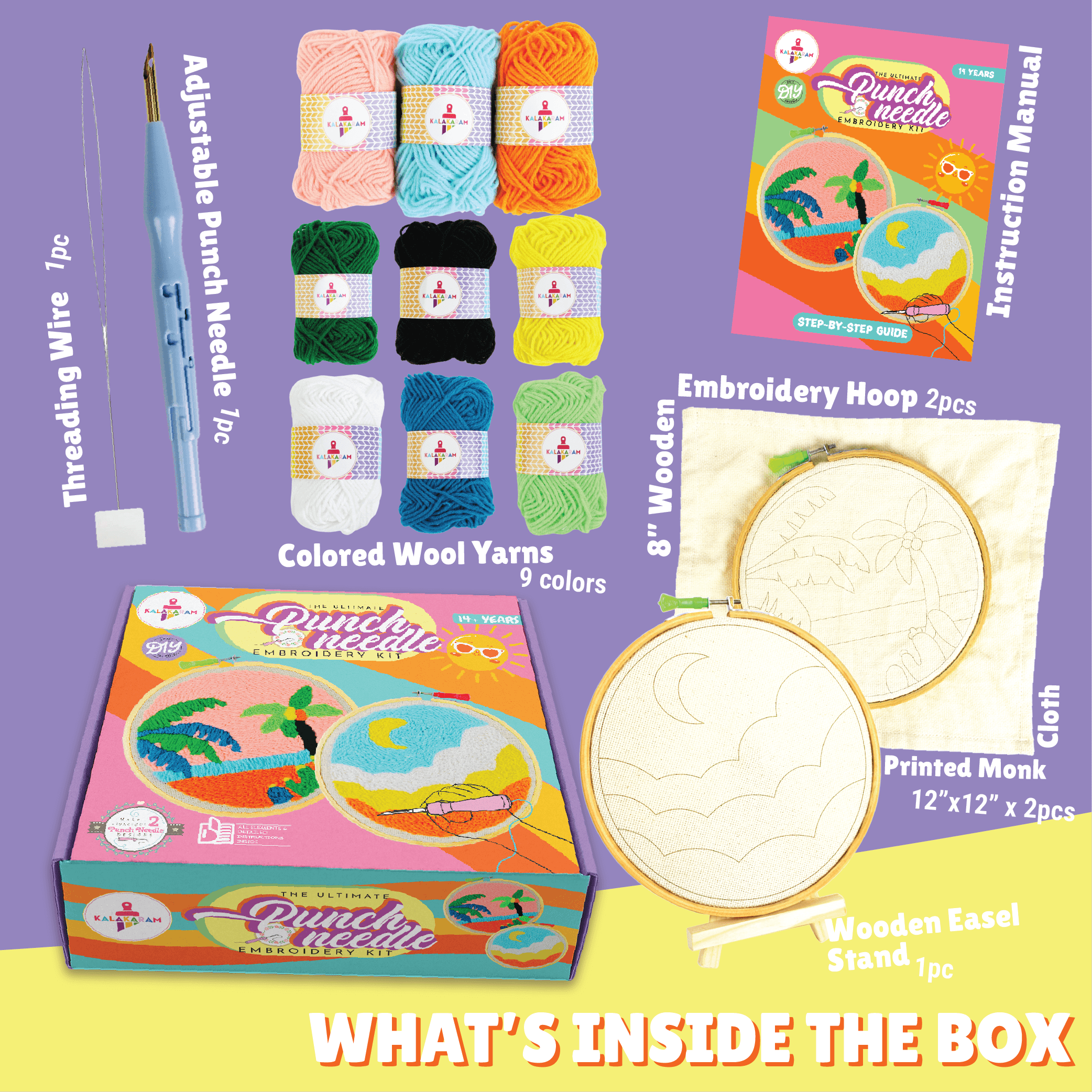 The Bohemian Craft Combo - Macrame Rainbow + Punch Needle kits - Kalakaram