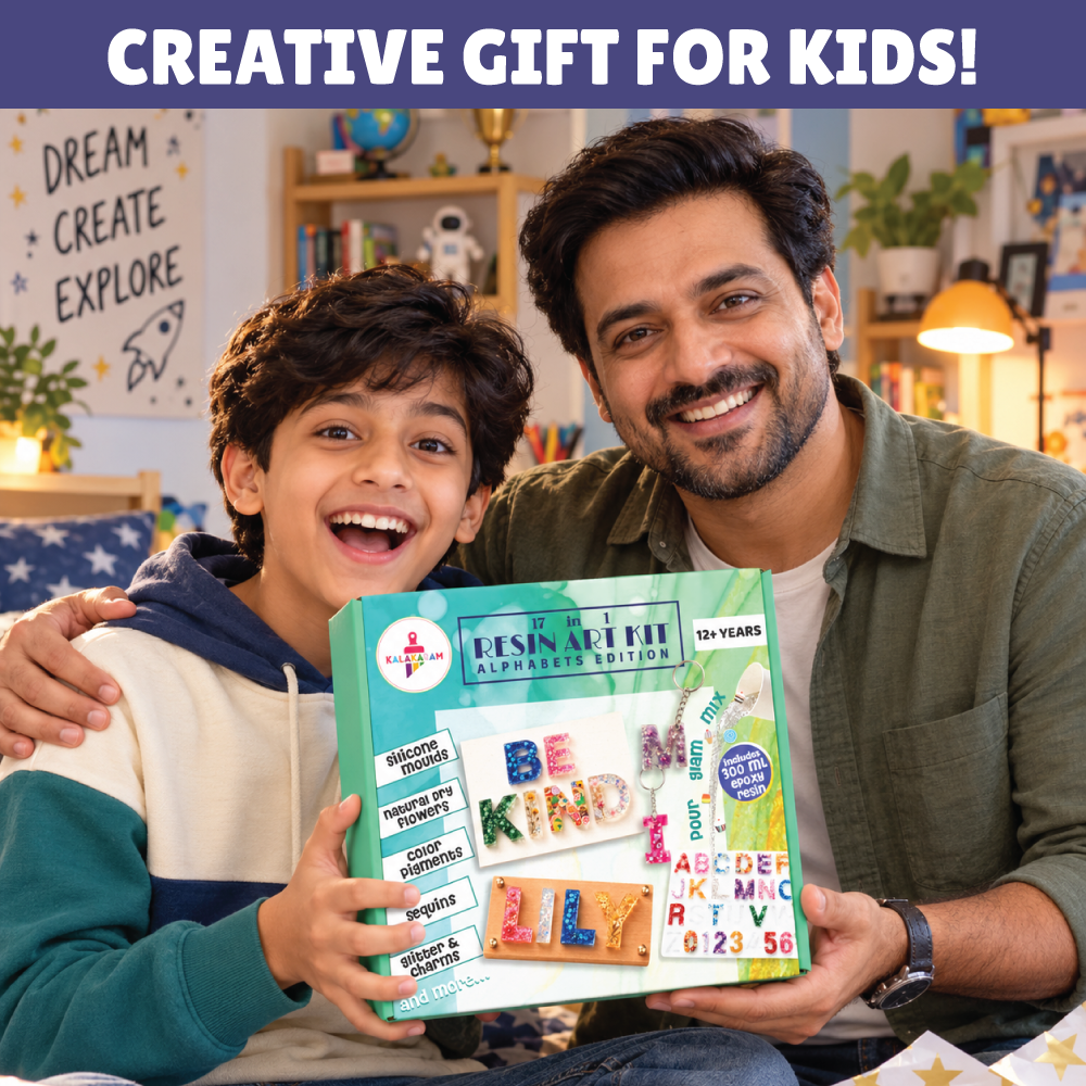 Kalakaram 17 in 1 Resin Art Kit Alphabet Edition | Age: 12+ Years
