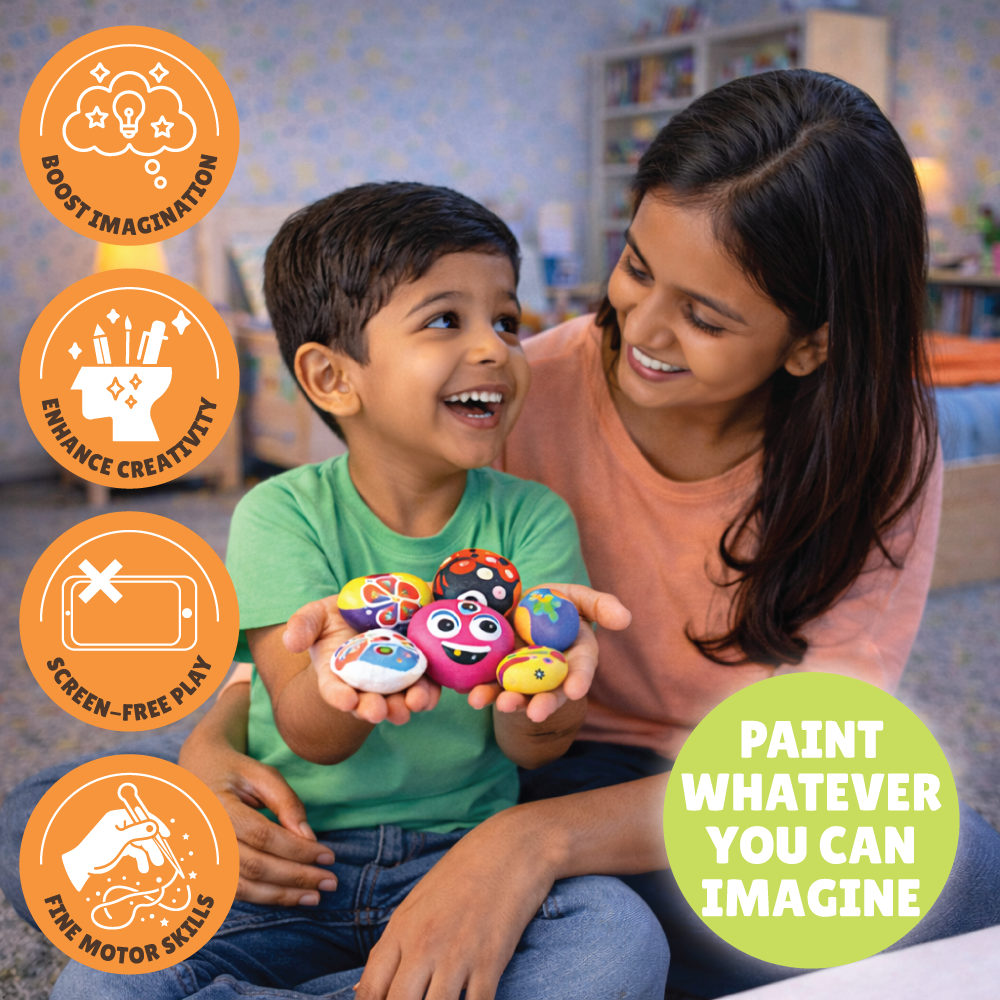 Rock Painting Kit  | Creative Expression | Screen Free Fun | Age: 5-10 Years