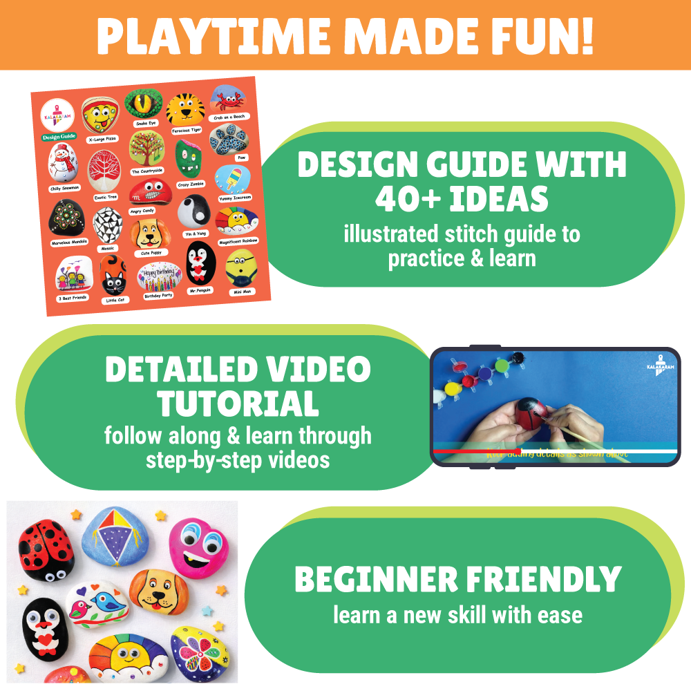 Rock Painting Kit  | Creative Expression | Screen Free Fun | Age: 5-10 Years