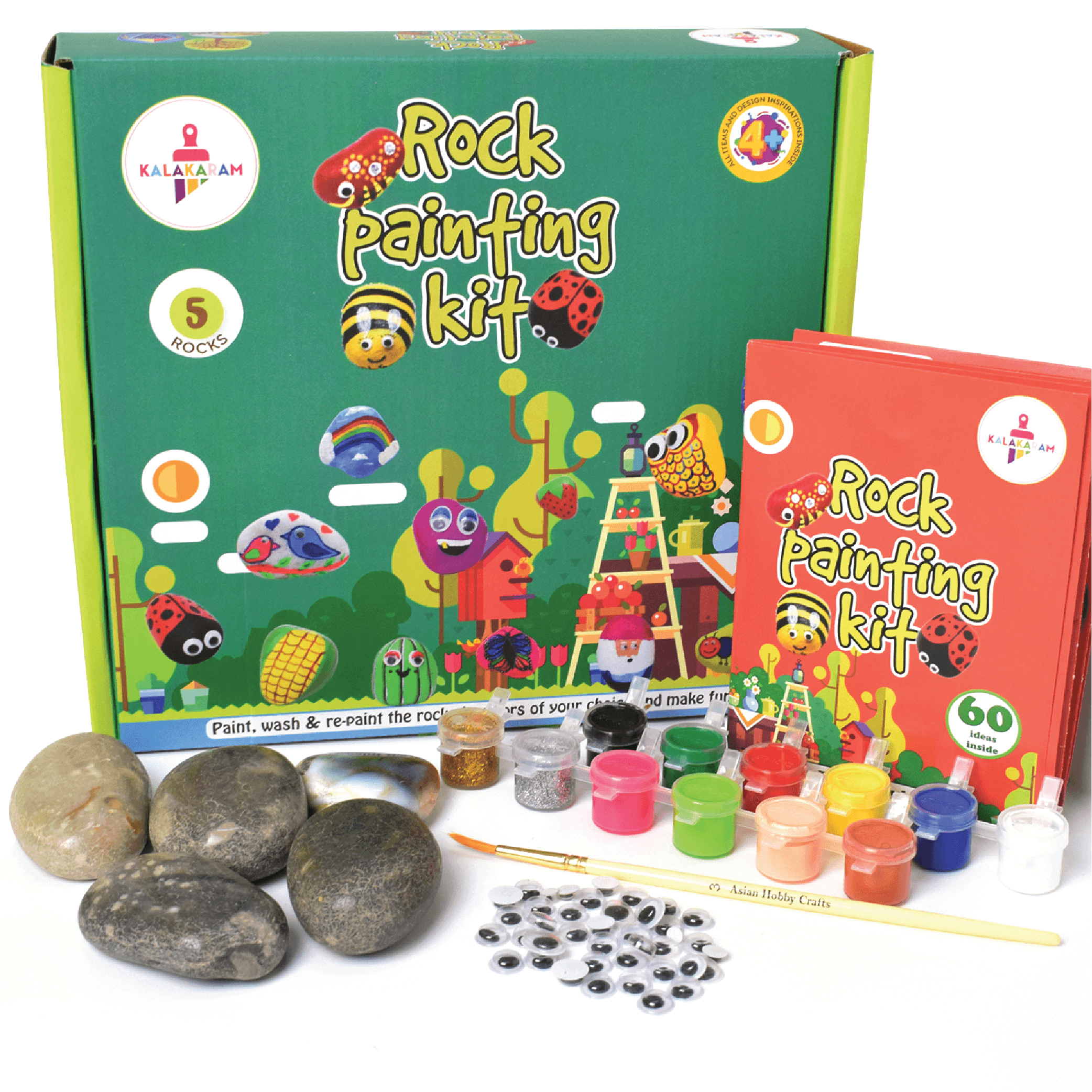 The Creative Kids Combo - Rock Painting + Face Mask Painting Kits - Kalakaram