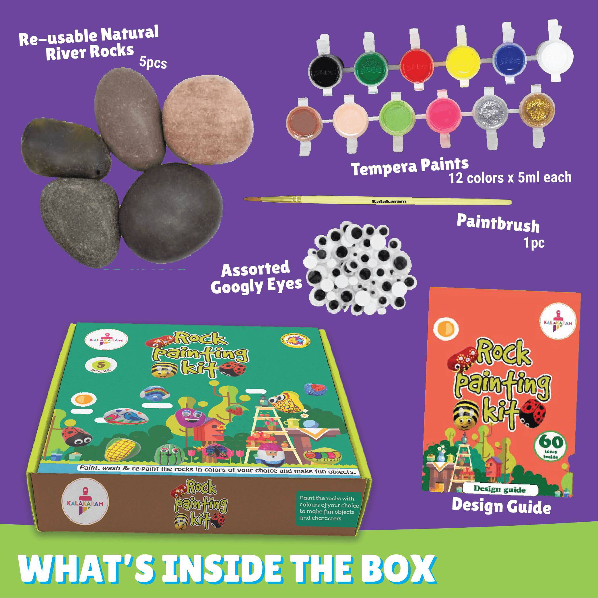 The Creative Kids Combo - Rock Painting + Face Mask Painting Kits - Kalakaram