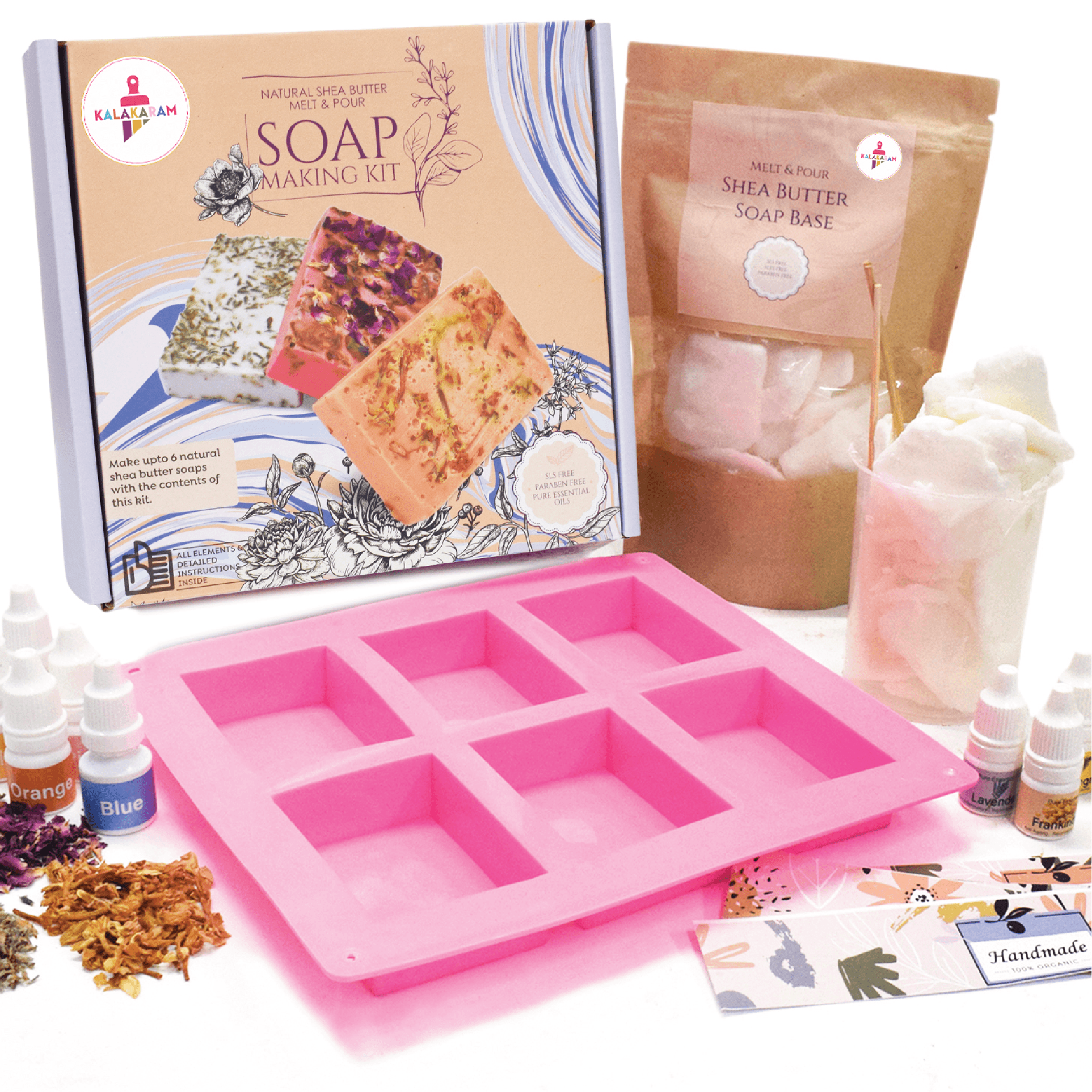 The Perfect Pampering Combo - Shea Butter Soap + Aroma Beeswax Candle Making Kits - Kalakaram