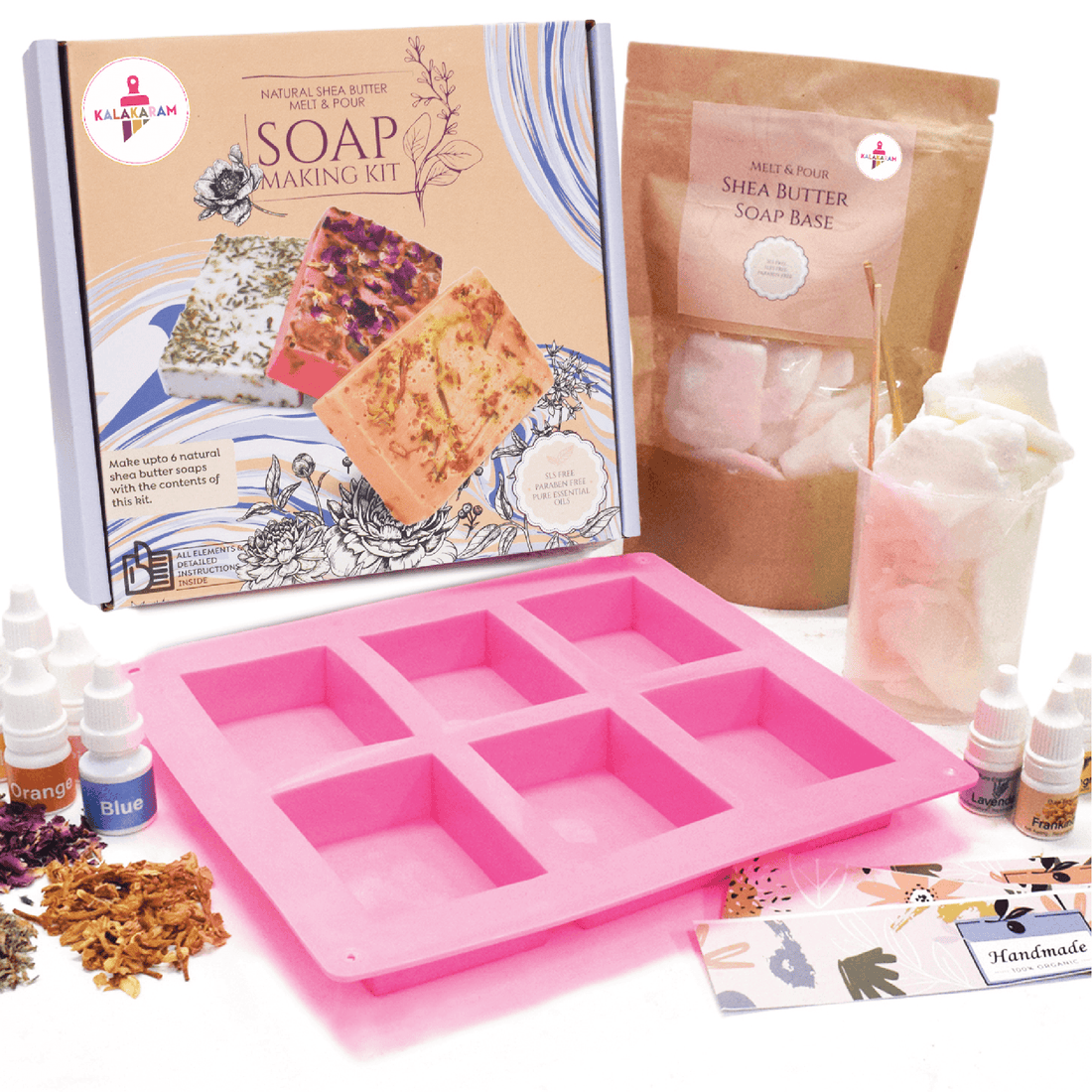 The Perfect Pampering Combo - Shea Butter Soap + Aroma Beeswax Candle Making Kits - Kalakaram