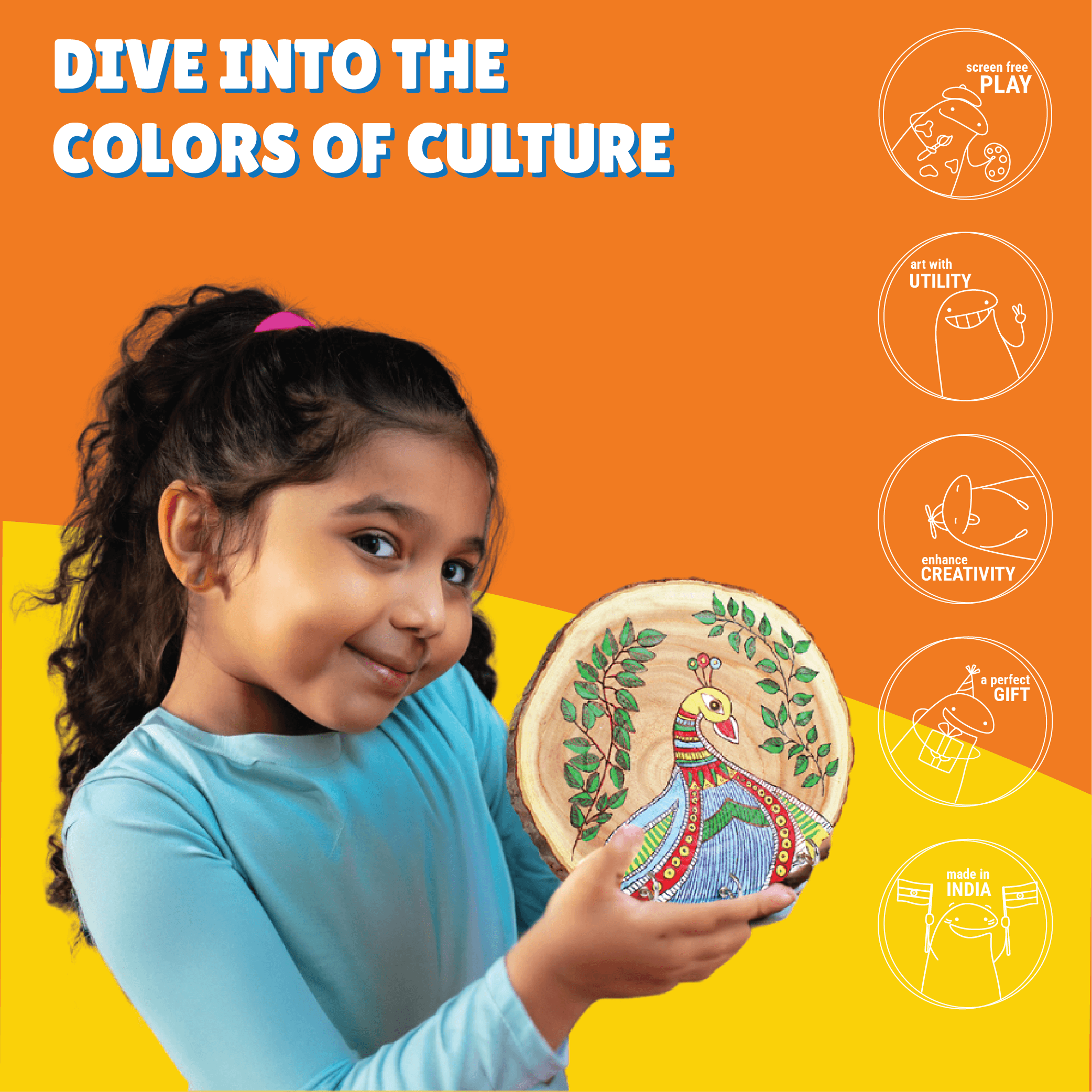 The Artistic Expression Combo - Dot Mandala Rock + Madhubani Key Hanger Painting Kits - Kalakaram