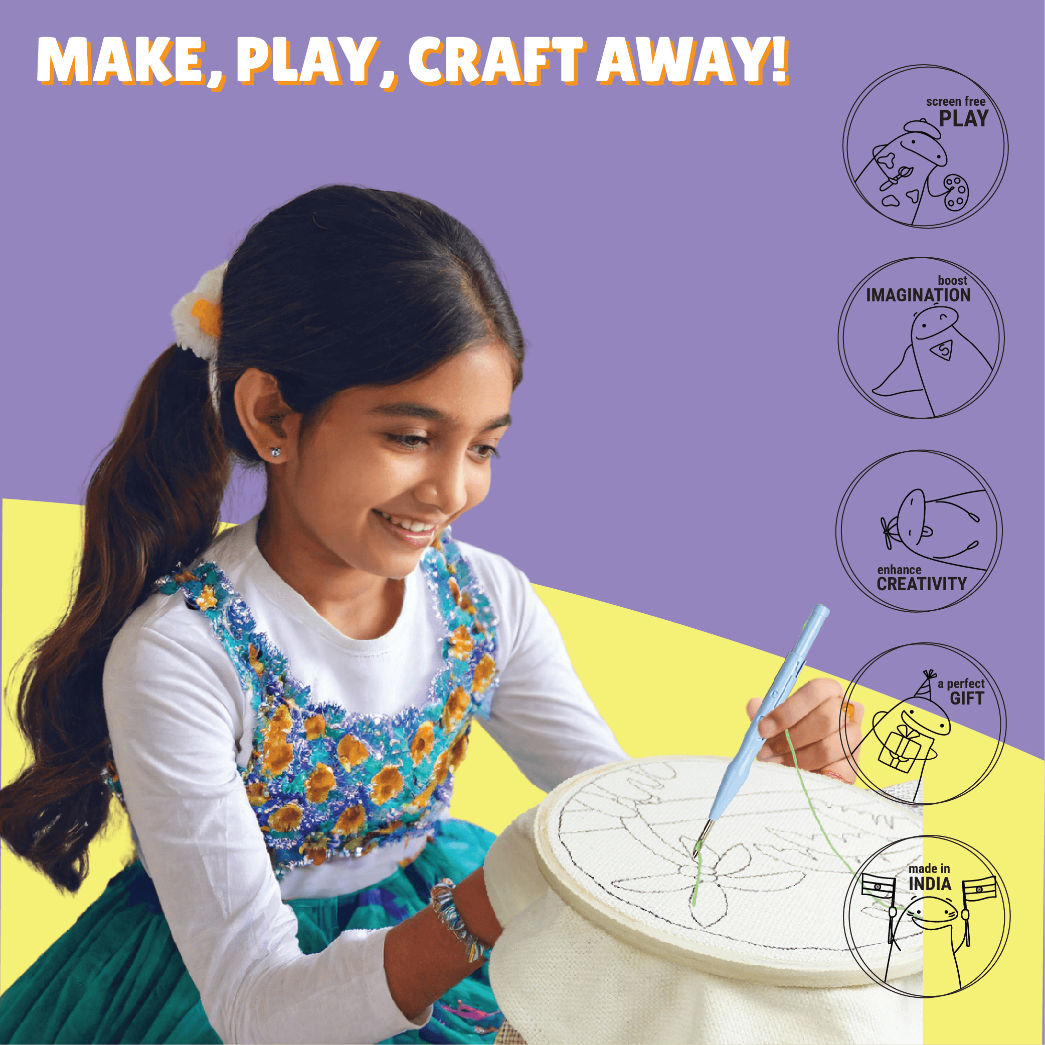 The Bohemian Craft Combo - Macrame Rainbow + Punch Needle kits - Kalakaram