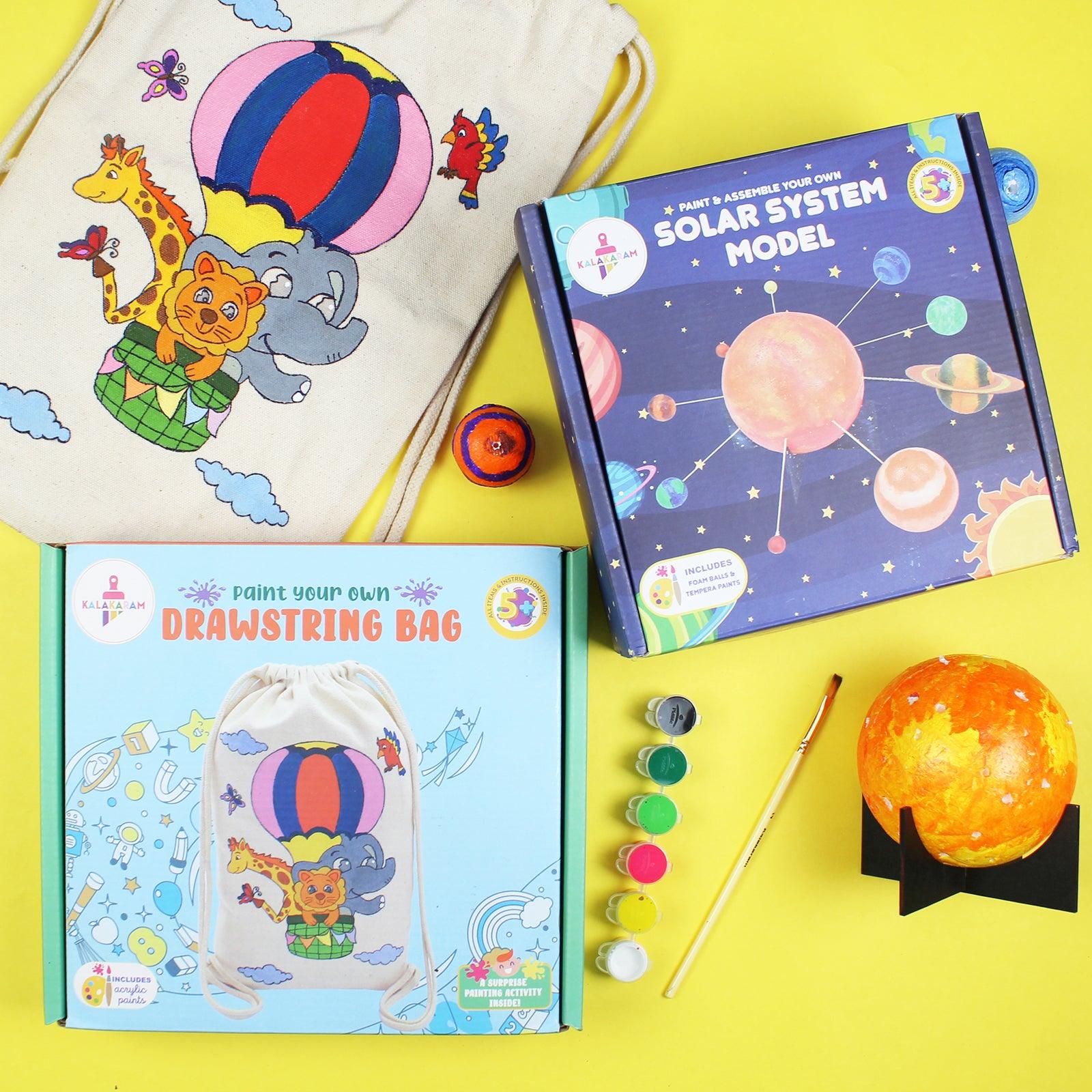 The Cosmic Explorer Combo - Solar System Making + Drawstring Bag Painting Kits - Kalakaram