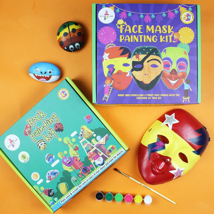 The Creative Kids Combo - Rock Painting + Face Mask Painting Kits - Kalakaram