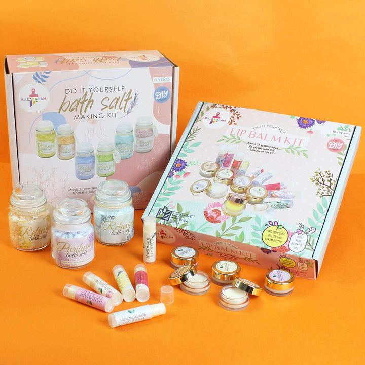 The Self-Care Serenity Combo - Lip Balm + Bath Salt Making Kits - Kalakaram