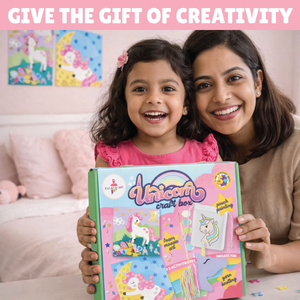Kalakaram Unicorn Creativity & Keepsake Craft Combo – 3-in-1 Unicorn Craft Kit & DIY Trinket Box Decorating Kit