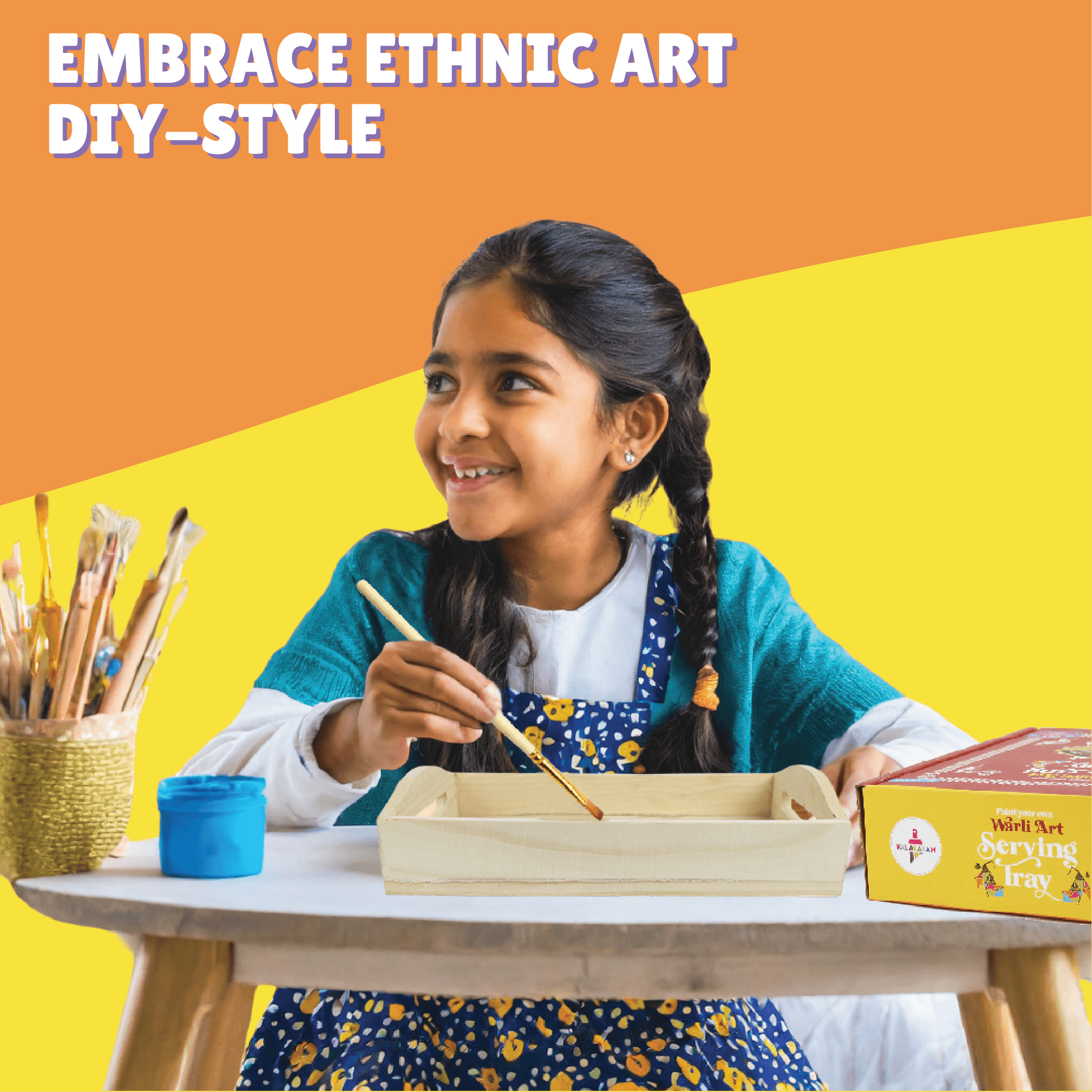 Warli Art Serving Tray Kit - Kalakaram