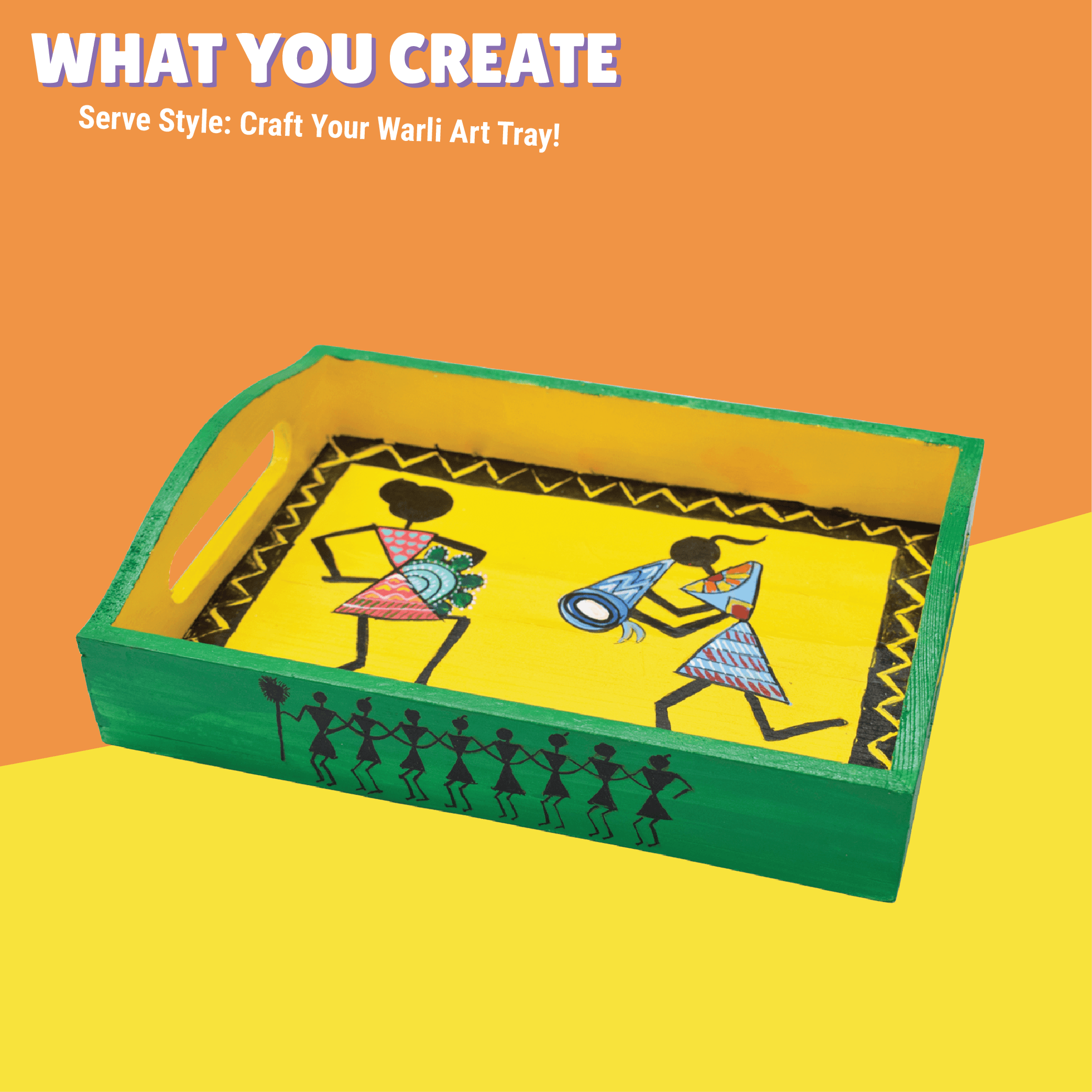 Warli Art Serving Tray Kit - Kalakaram
