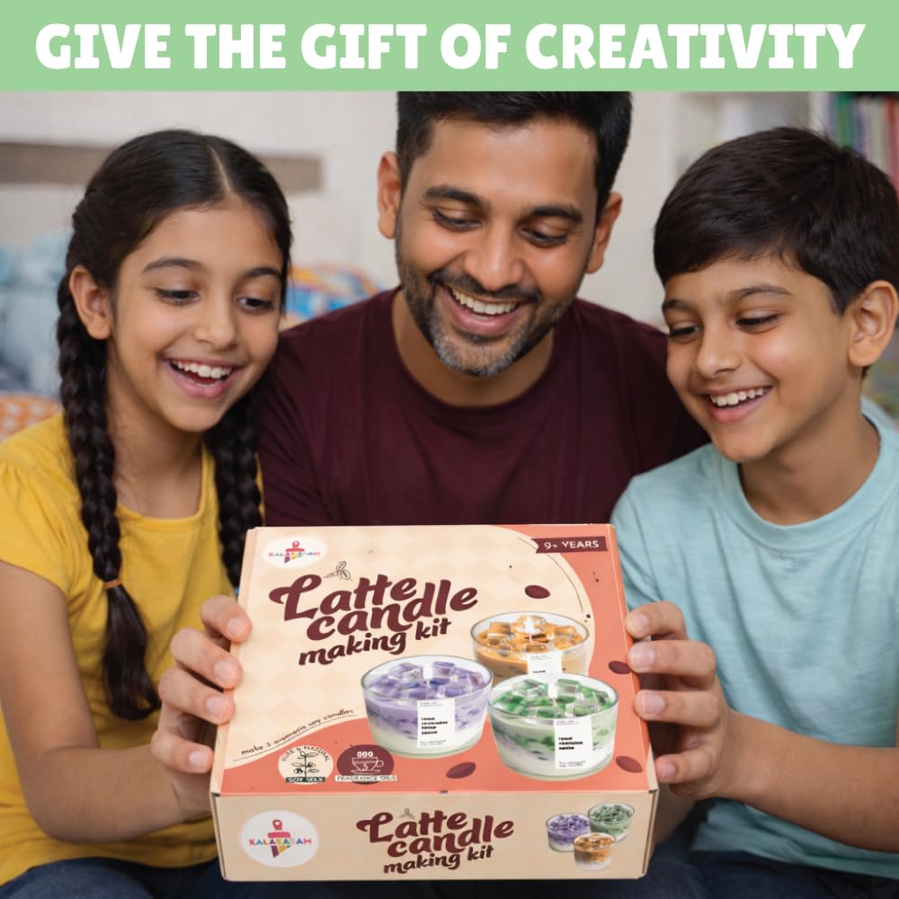 Kalakaram Aroma Home Fragrance Craft Combo – Wax Tablet Making Kit & Latte Candle Making Kit