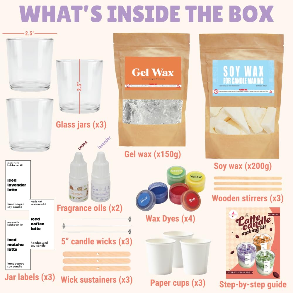 Kalakaram Aroma Home Fragrance Craft Combo – Wax Tablet Making Kit & Latte Candle Making Kit