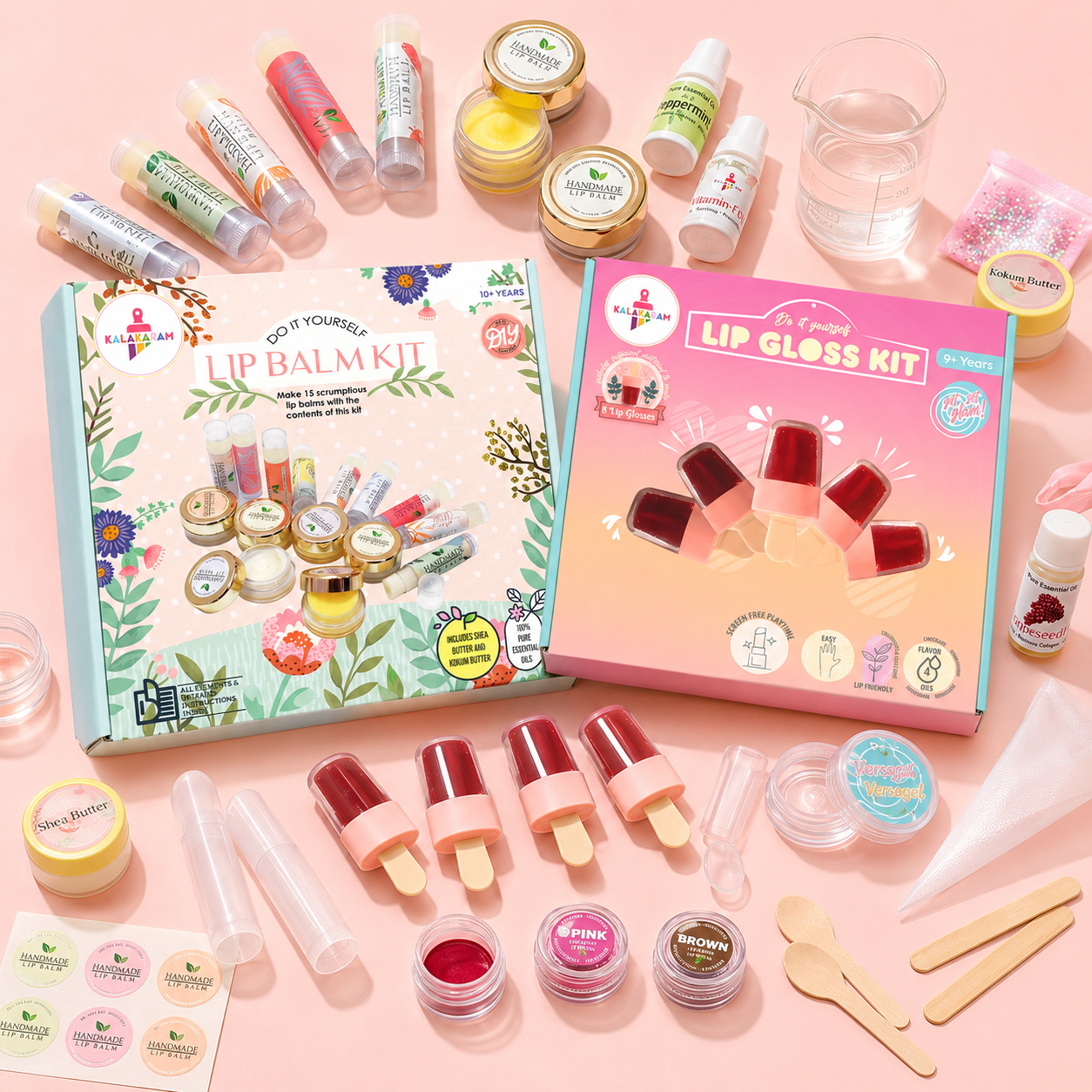 Kalakaram DIY Lip Care Creator Combo – Make Your Own Lip Gloss Kit & Lip Balm Making Kit