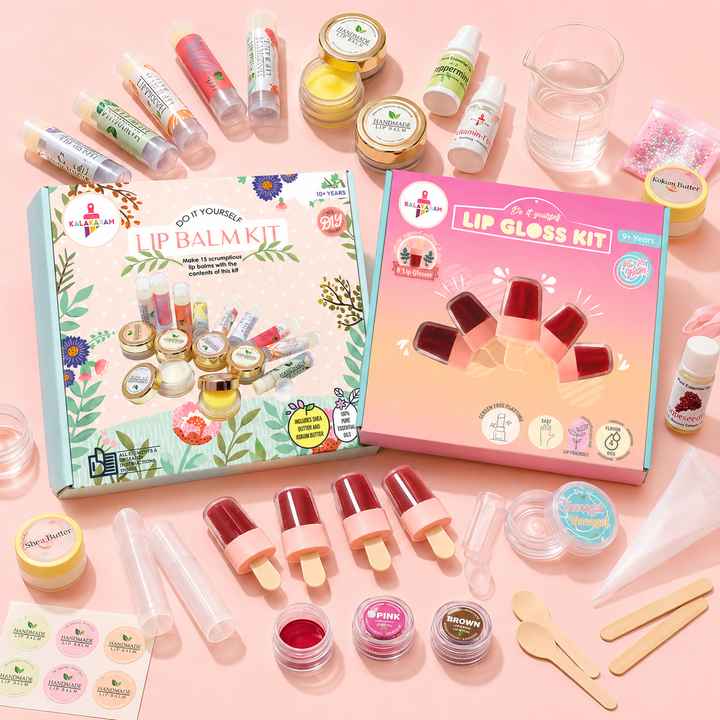 Kalakaram DIY Lip Care Creator Combo – Make Your Own Lip Gloss Kit & Lip Balm Making Kit