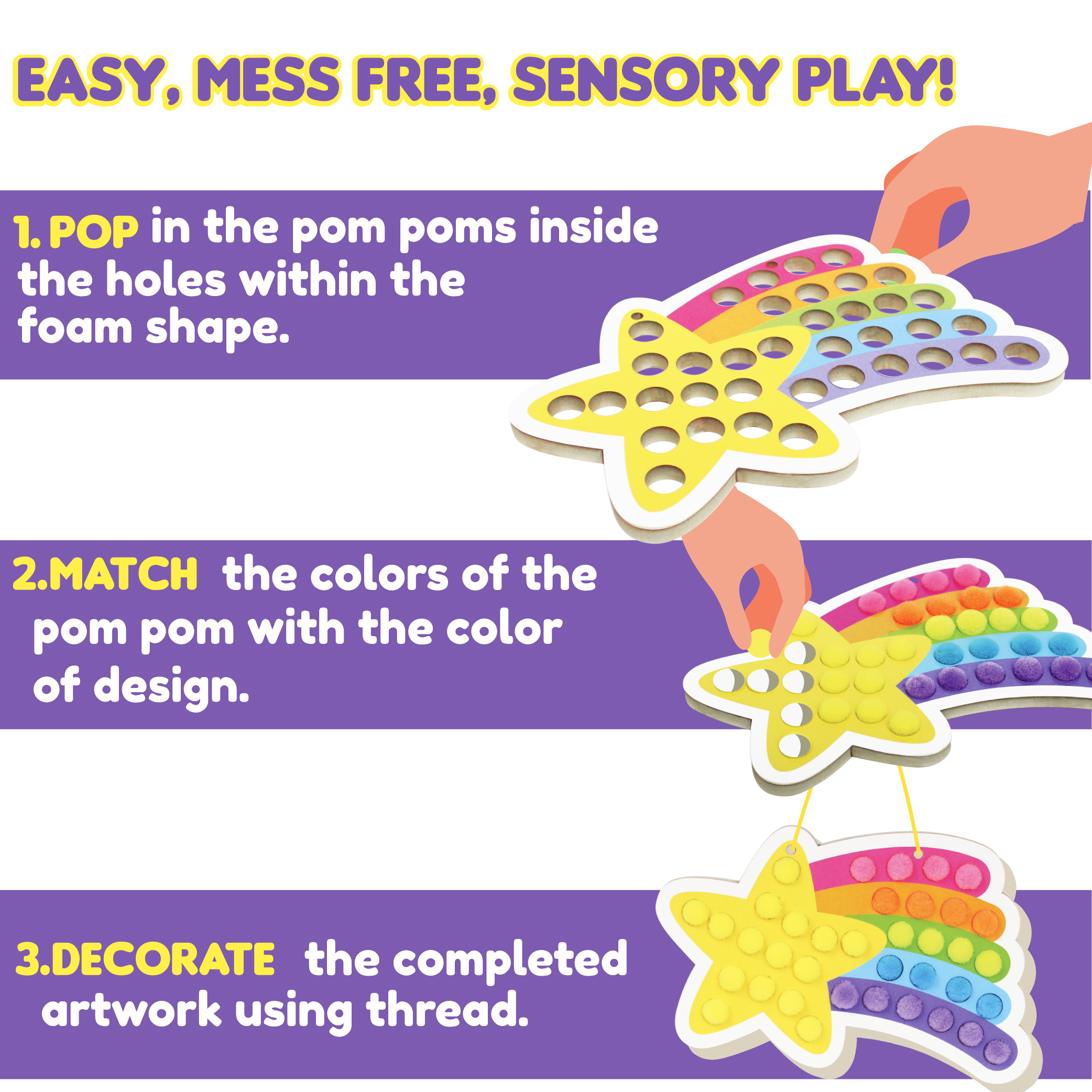 Pom Pop Creations  | Sensory Play | Color Matching & Fine Motor Skill Toy  | Age: 3-5 Years