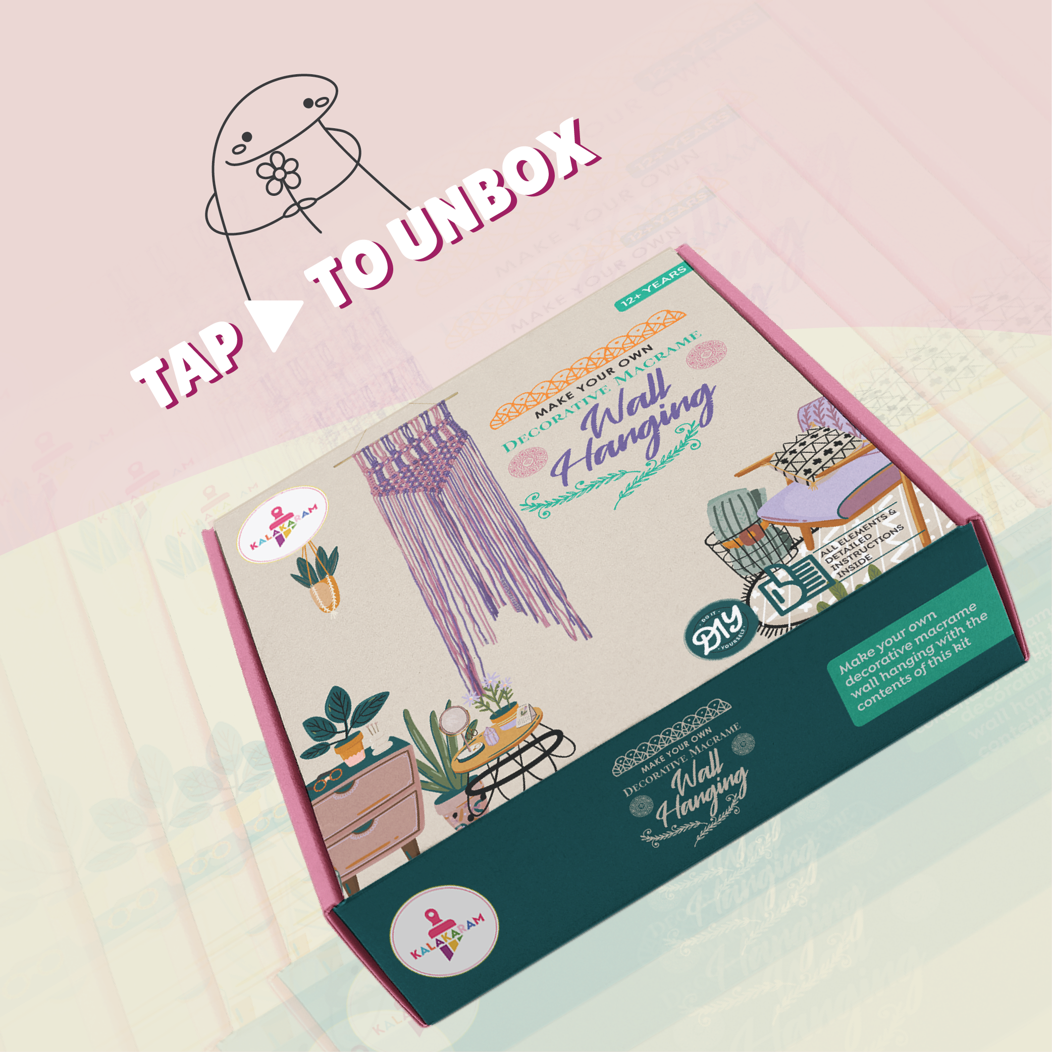 Pink Purple Macrame Wall Hanging Activity Kit  | Boho Decor | Room Decoration | Age: 12+ Years