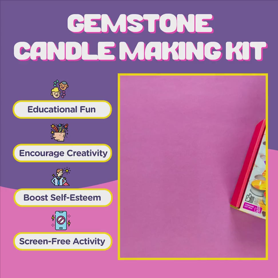 Gemstone Candle Making Kit | Crystal Decor | Unique Candles | Age: 9-12 Years