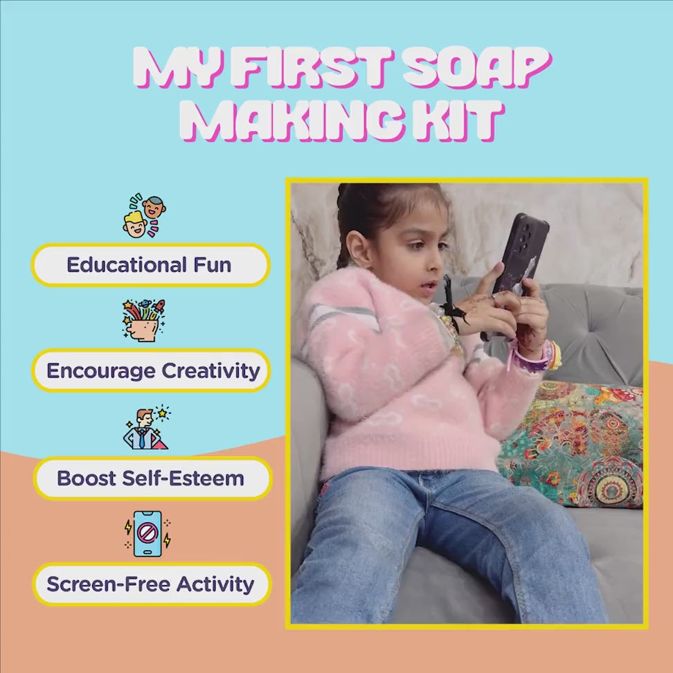 My first soap making kit video that showcases the kit with all the materials inside from instructions manual, raw material, and the final ready pieces